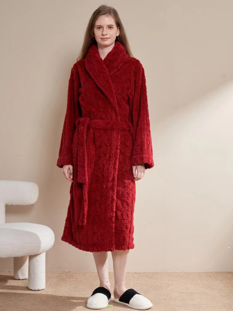 Cross-Border Women's Coat Amazon Autumn and Winter New Plush Coat Coral Velvet Thickened Velvet Women's Nightgown Long Bathrobe