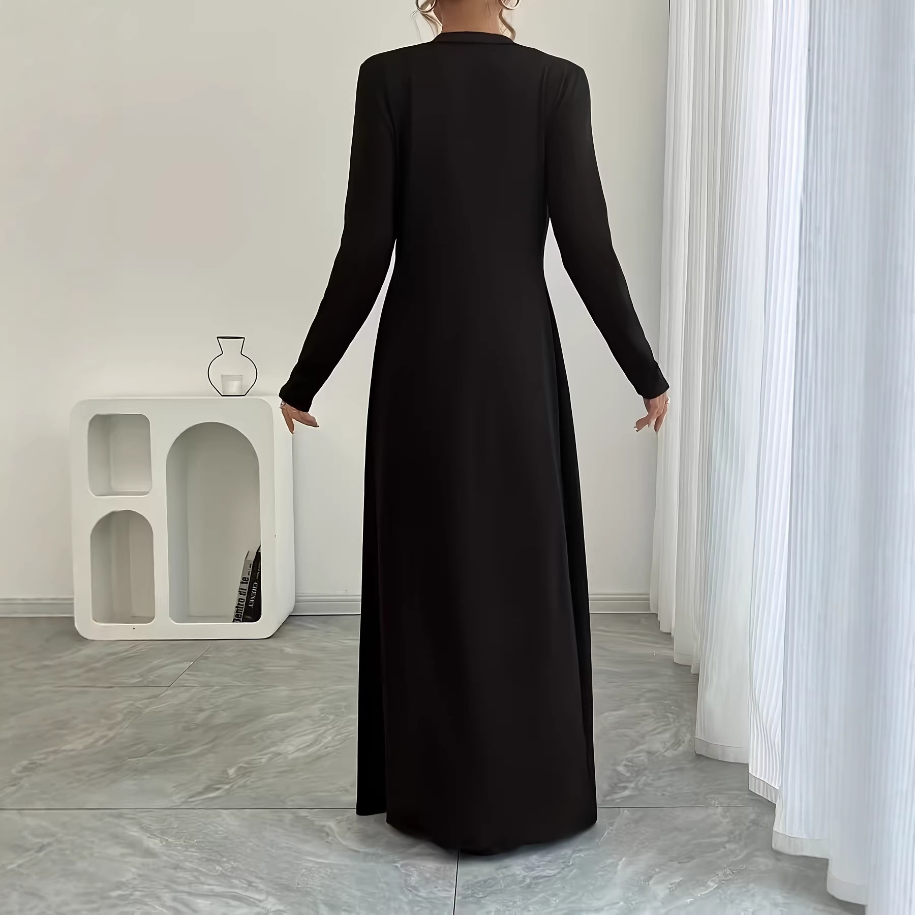 Cross-border European and American autumn new solid color long cardigan long sleeve slim fit slim top women