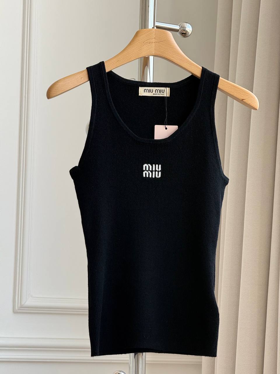 Miu Miu Logo Intarsia Ribbed Tank Top