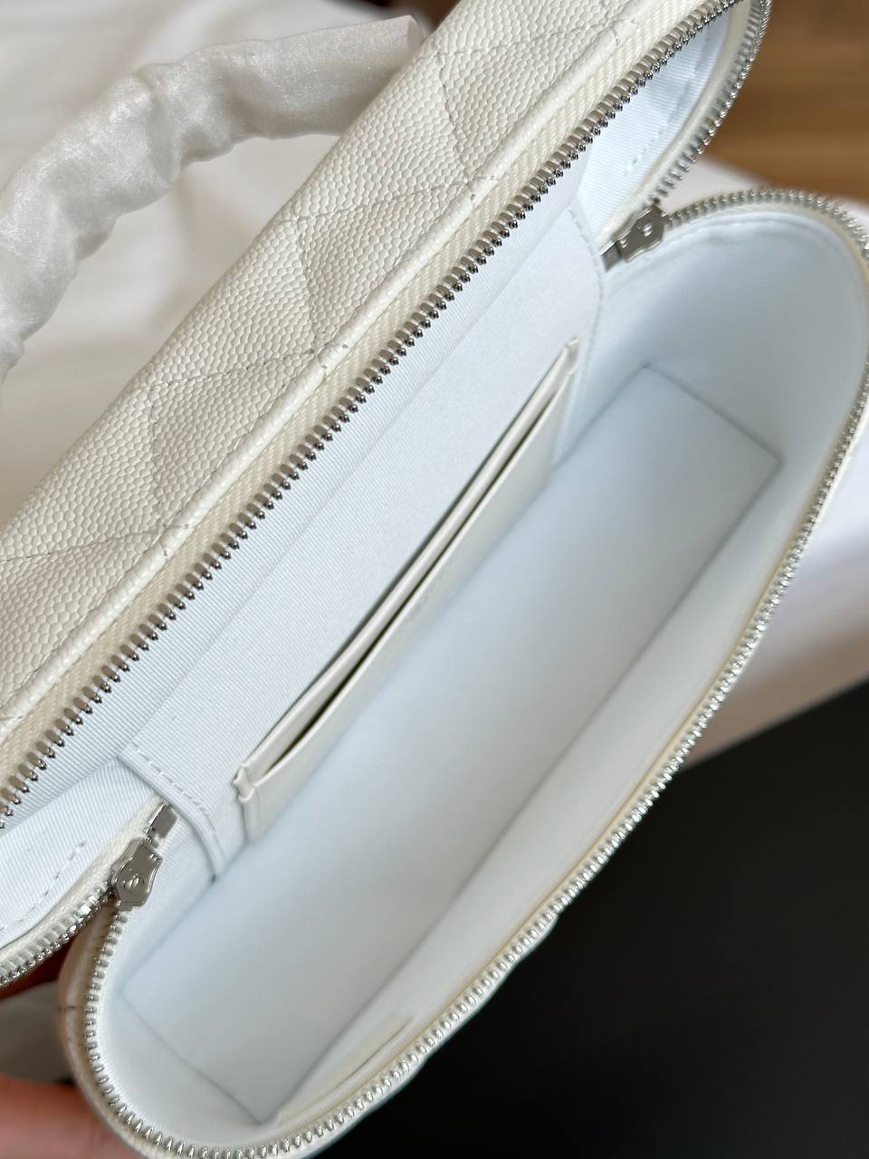 CHANEL Caviar Quilted Crystal Star CC Handle Vanity Case Bag