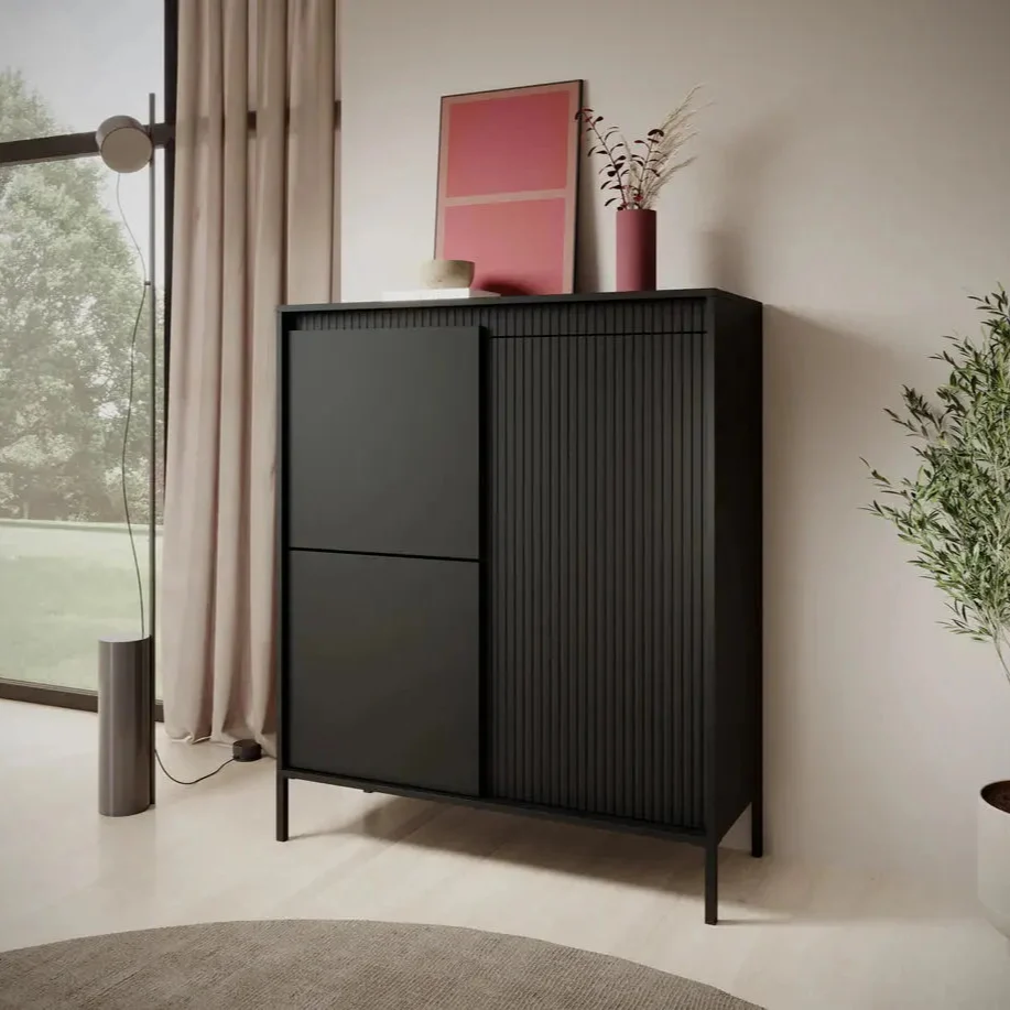 SENSATION - Buffet Haut avec portes battantes de style moderne - 103 x 39 x 123cm