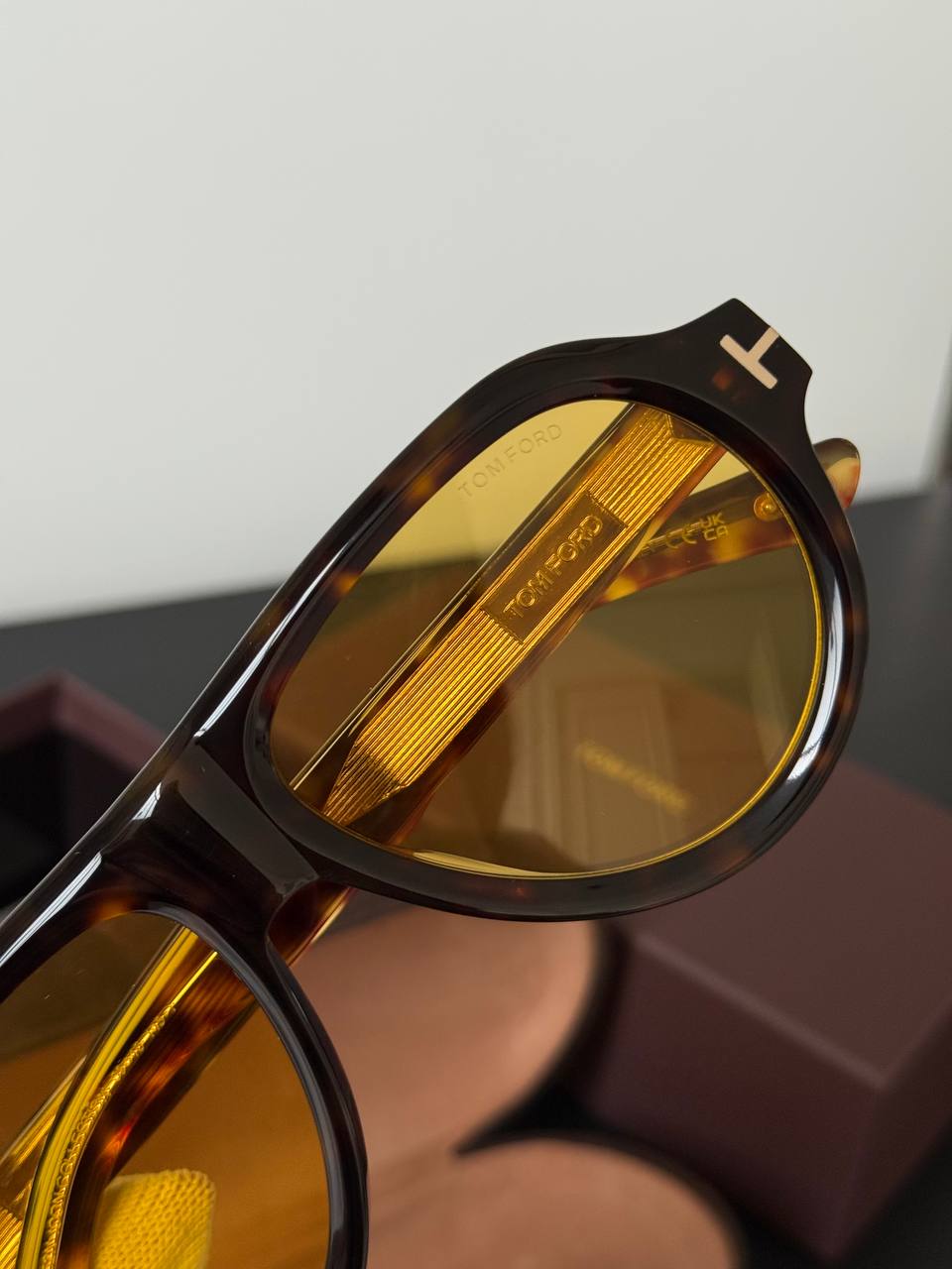 Tom Ford Havana Tortoise Shell Sunglasses with Yellow Lenses