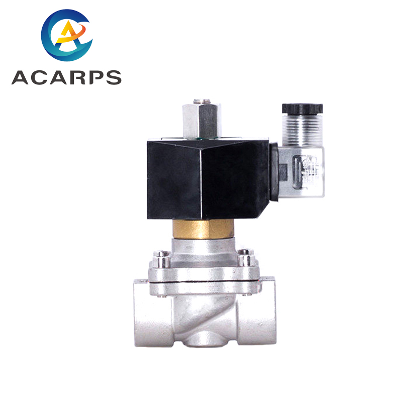 Acarps 304 Stainless Steel Electric Solenoid Valve Normally Open IP65 Waterproof 3/8