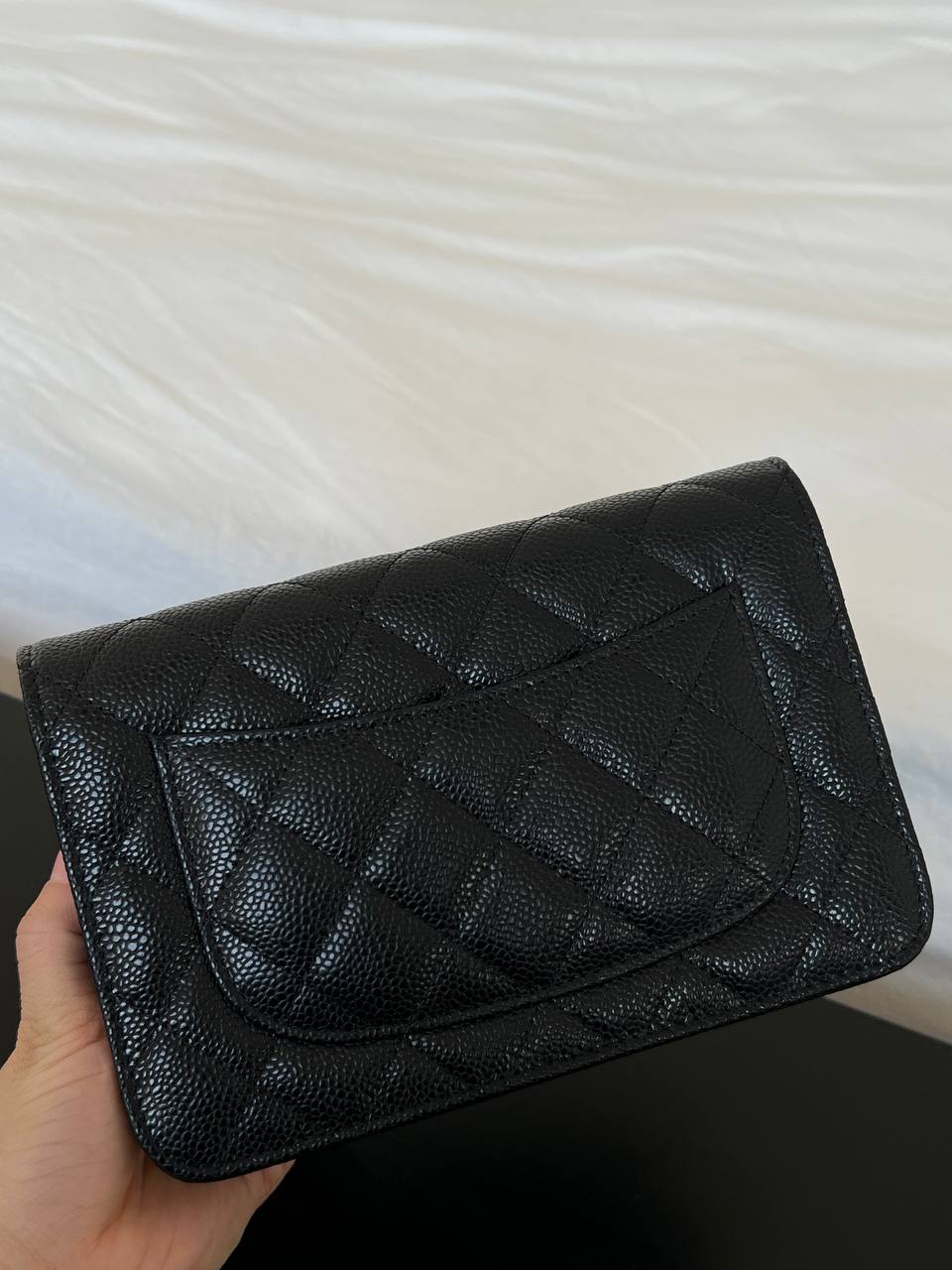 CHANEL Classic Quilted Caviar Leather Wallet On Chain (WOC)
