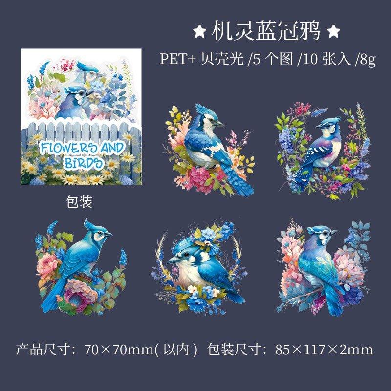 1023 Shell Light PET Stickers Flower Birds Series