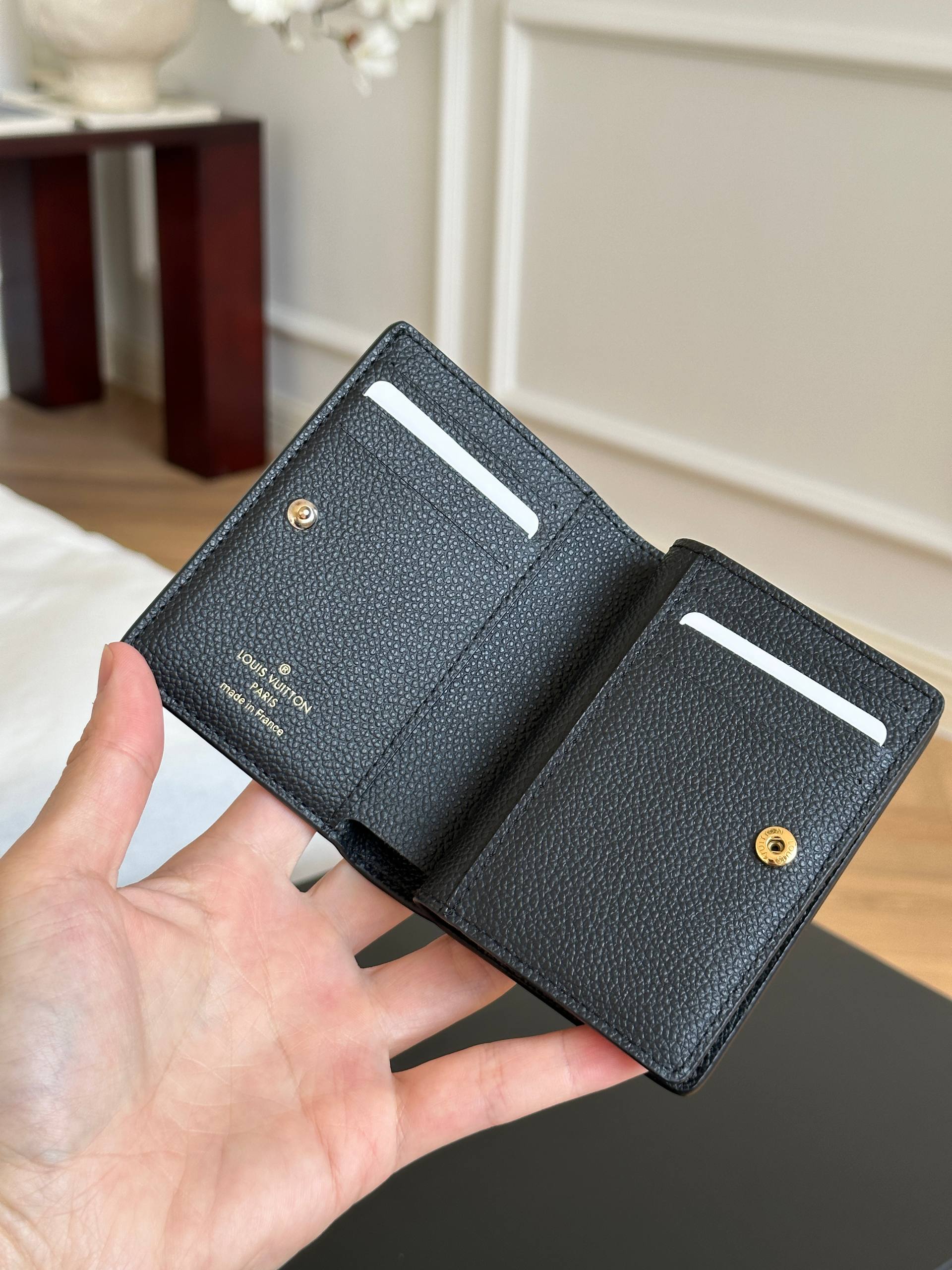 Louis Vuitton Black Monogram Embossed Grain Leather Compact Wallet