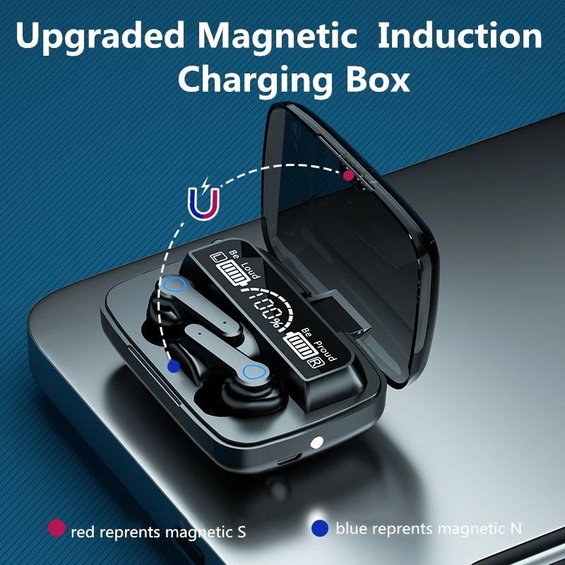 M19 TWS Blue Tooth Earphone Earbuds Whit Mic Flashlight True Phone Mirror Wireless Headset