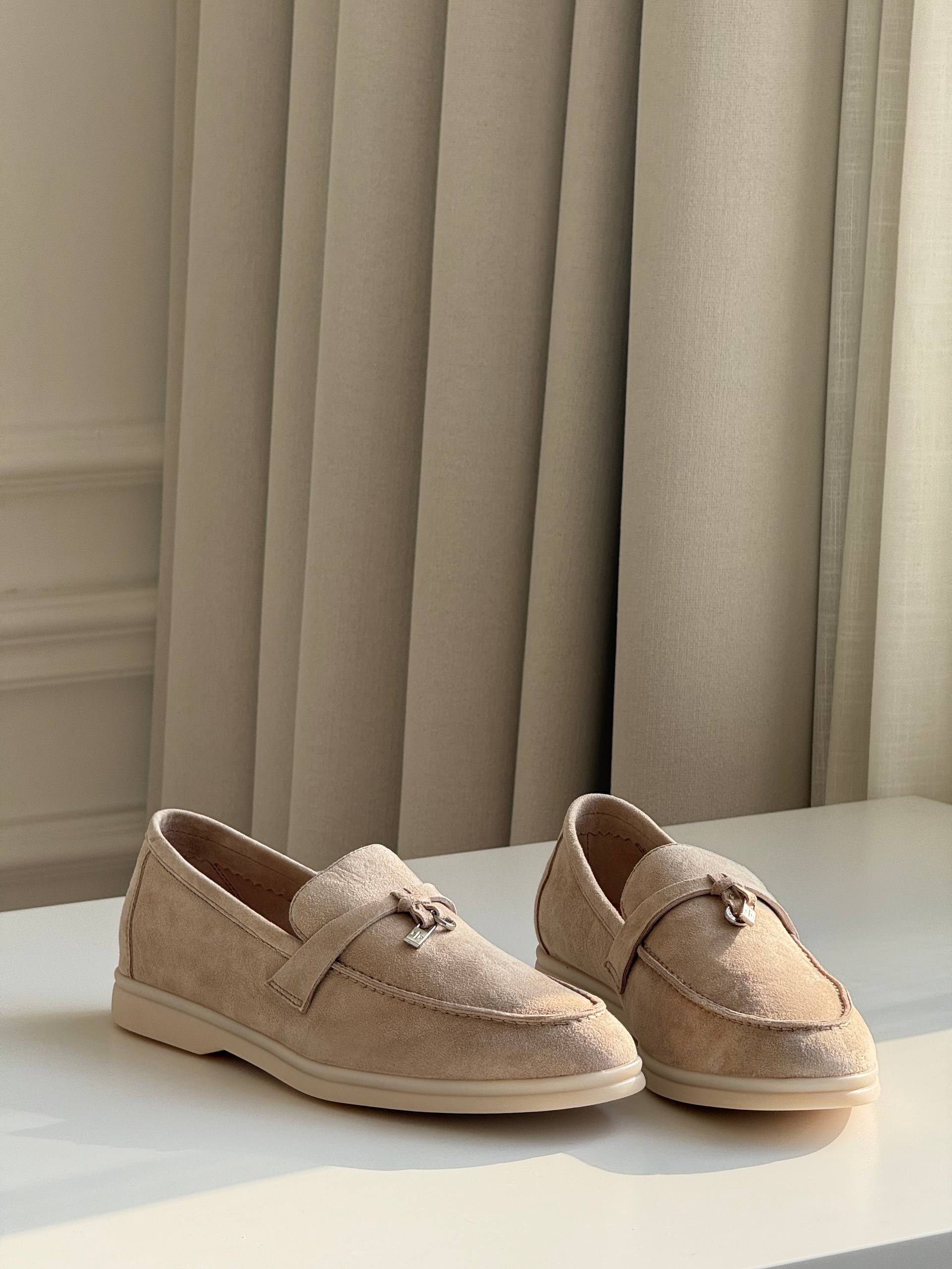 Loro Piana Summer Charms Walk Suede Loafers