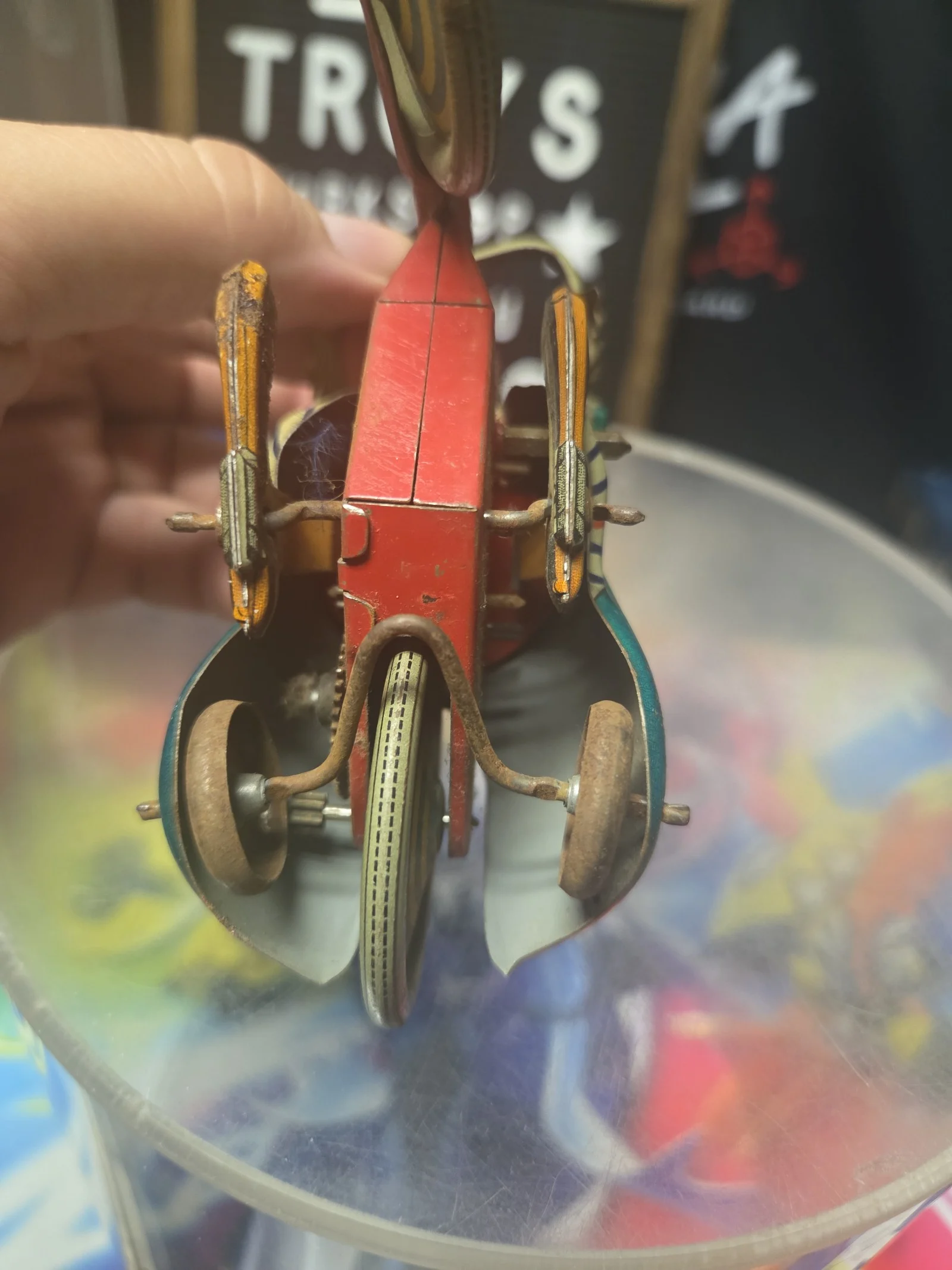 TECHNOFIX Tin windup Merry Clown Motorcycle, BNI41