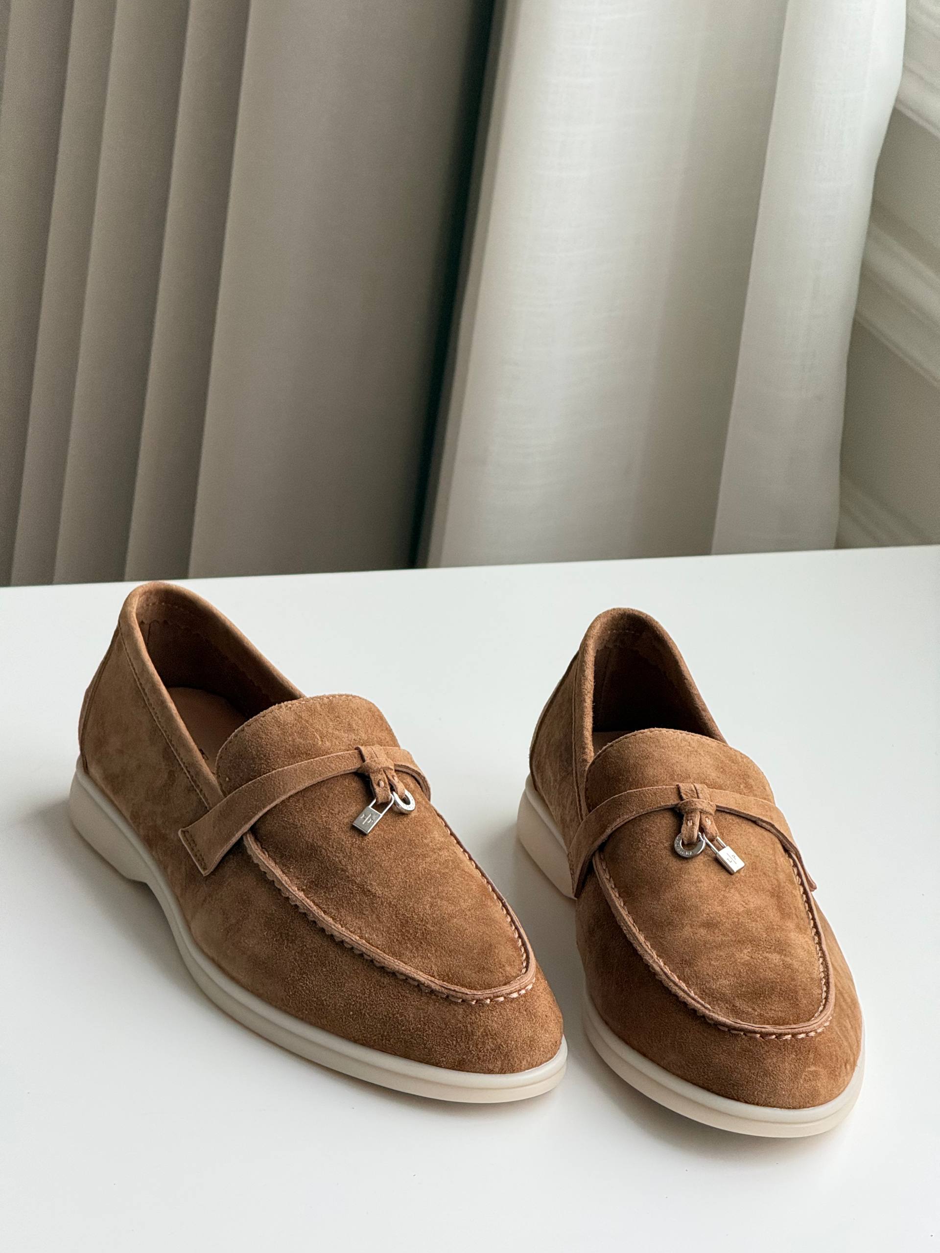 Loro Piana Suede Lock Detail Casual Loafers