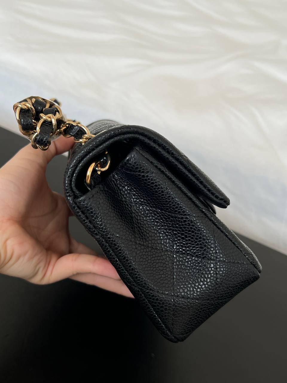 CHANEL Classic Small Flap Caviar Quilted Leather Bag with Gold Hardware