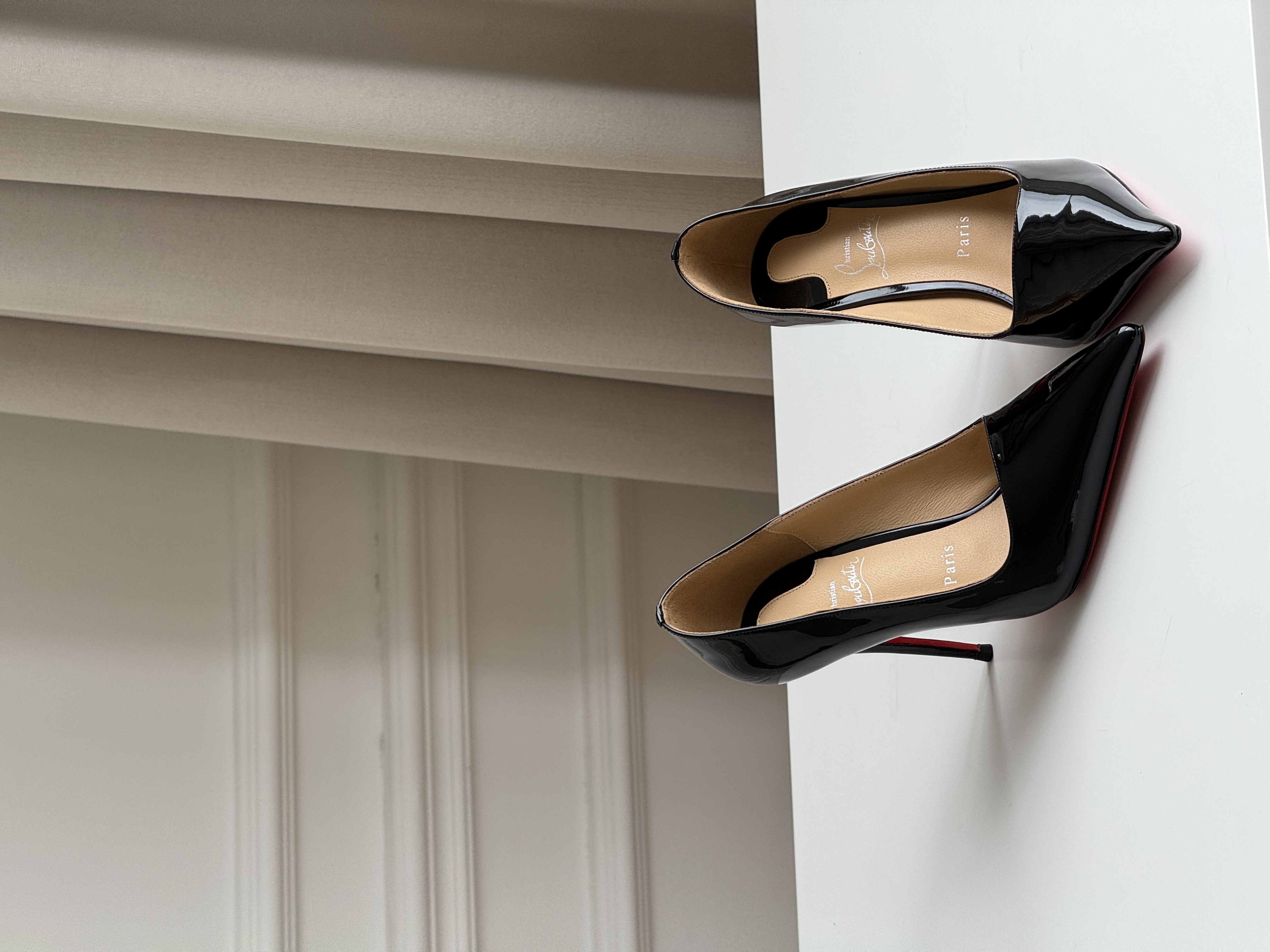 Christian Louboutin So Kate Black Patent Leather Pointed Toe Pumps