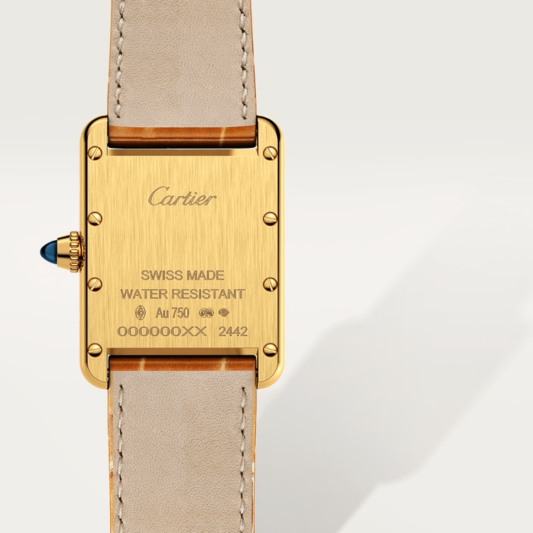 TANK LOUIS CARTIER WATCH Small model, quartz movement, yellow gold, leather【1:1 Replica】