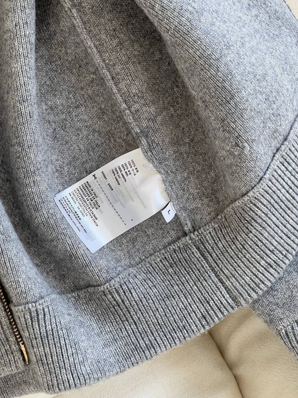 Miu Miu Grey Wool Polo Collar Zip Knit Cardigan Jacket