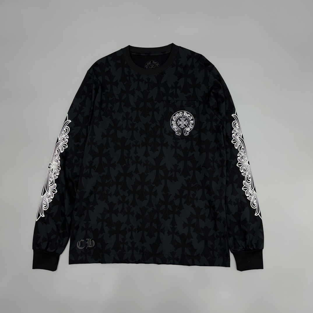 1:1 best quality chrome heart Long sleeve full cross black