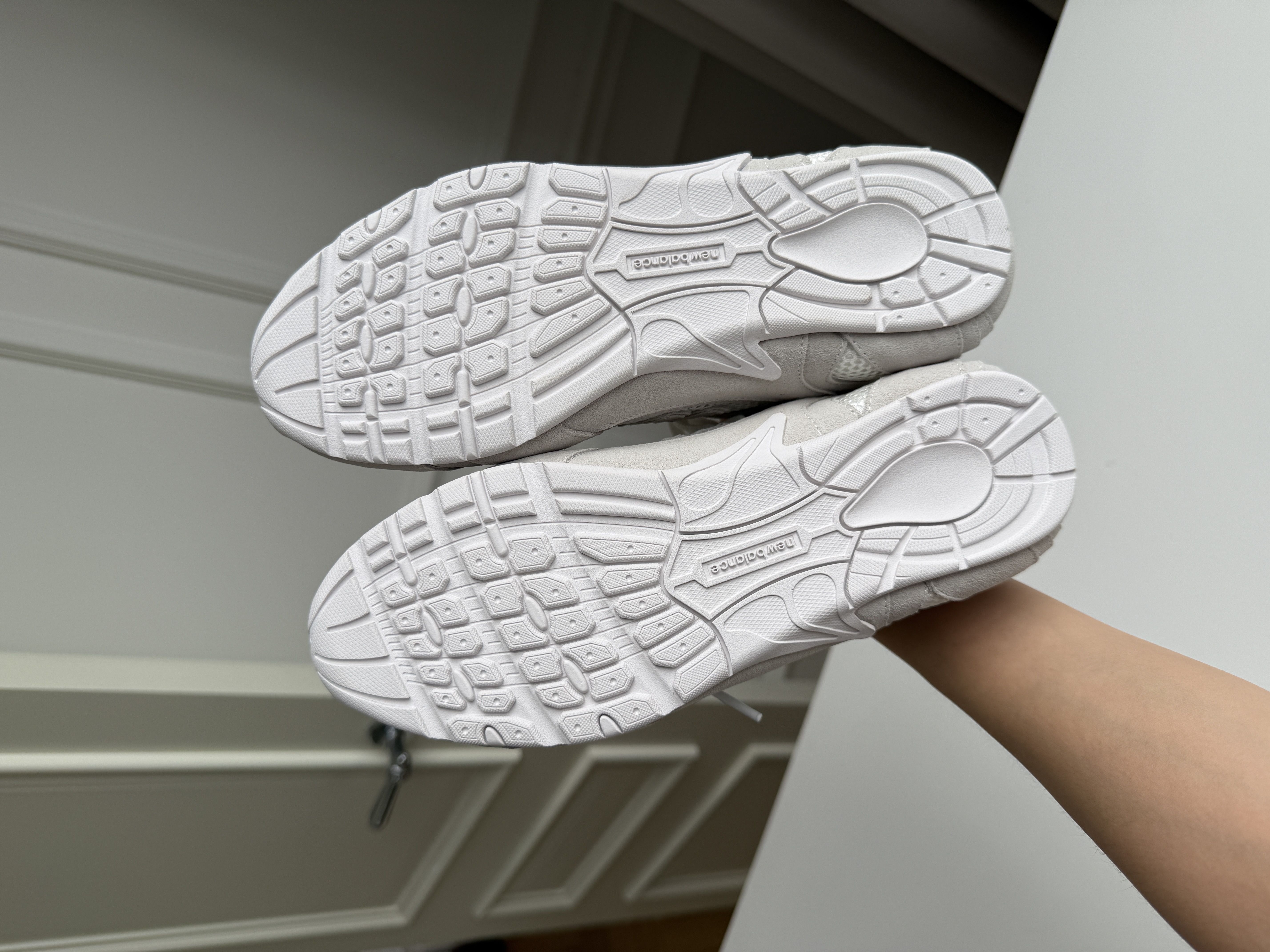 New Balance Off-White Grey Mesh Retro Low Top Running Sneakers