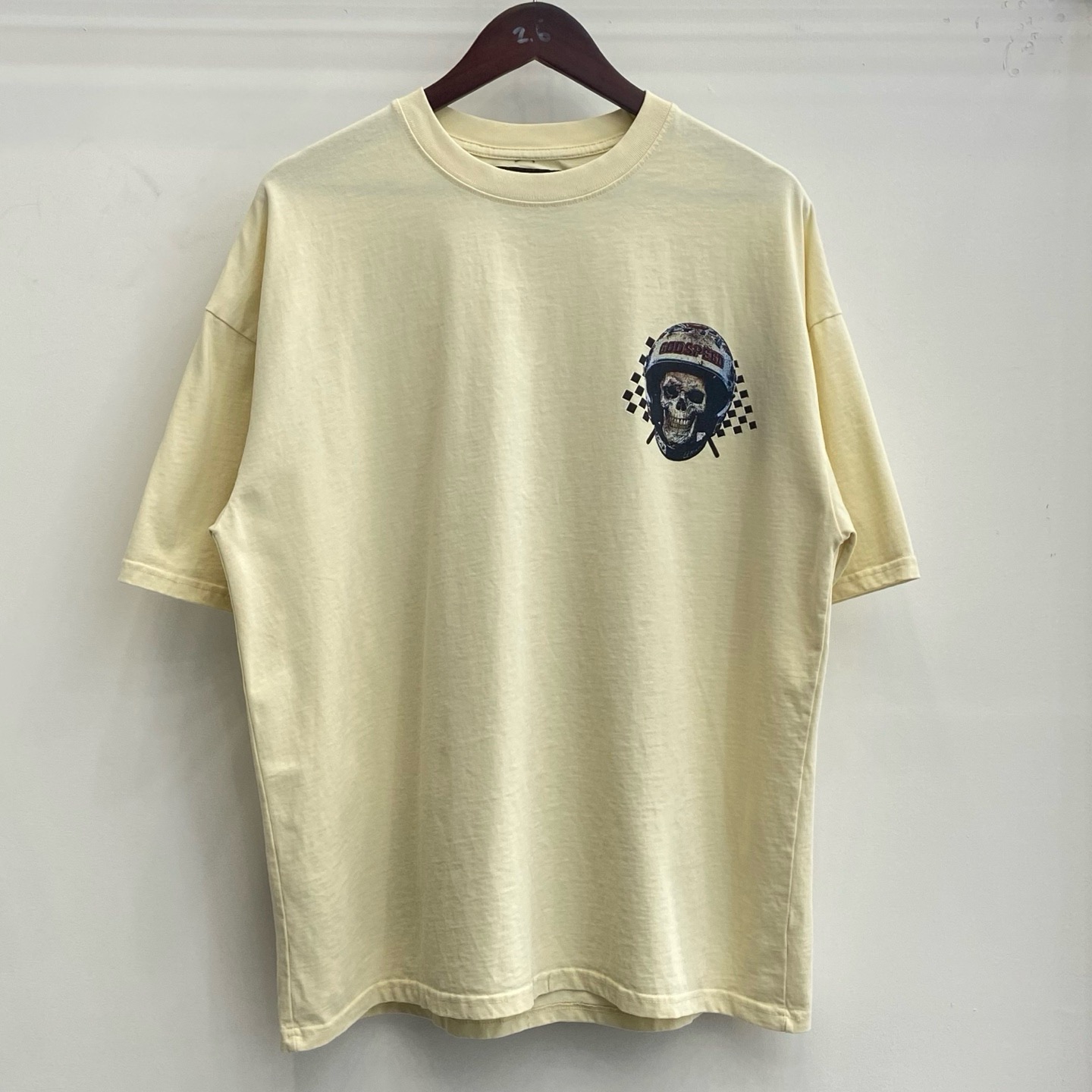 godspeed white and cream skull tee