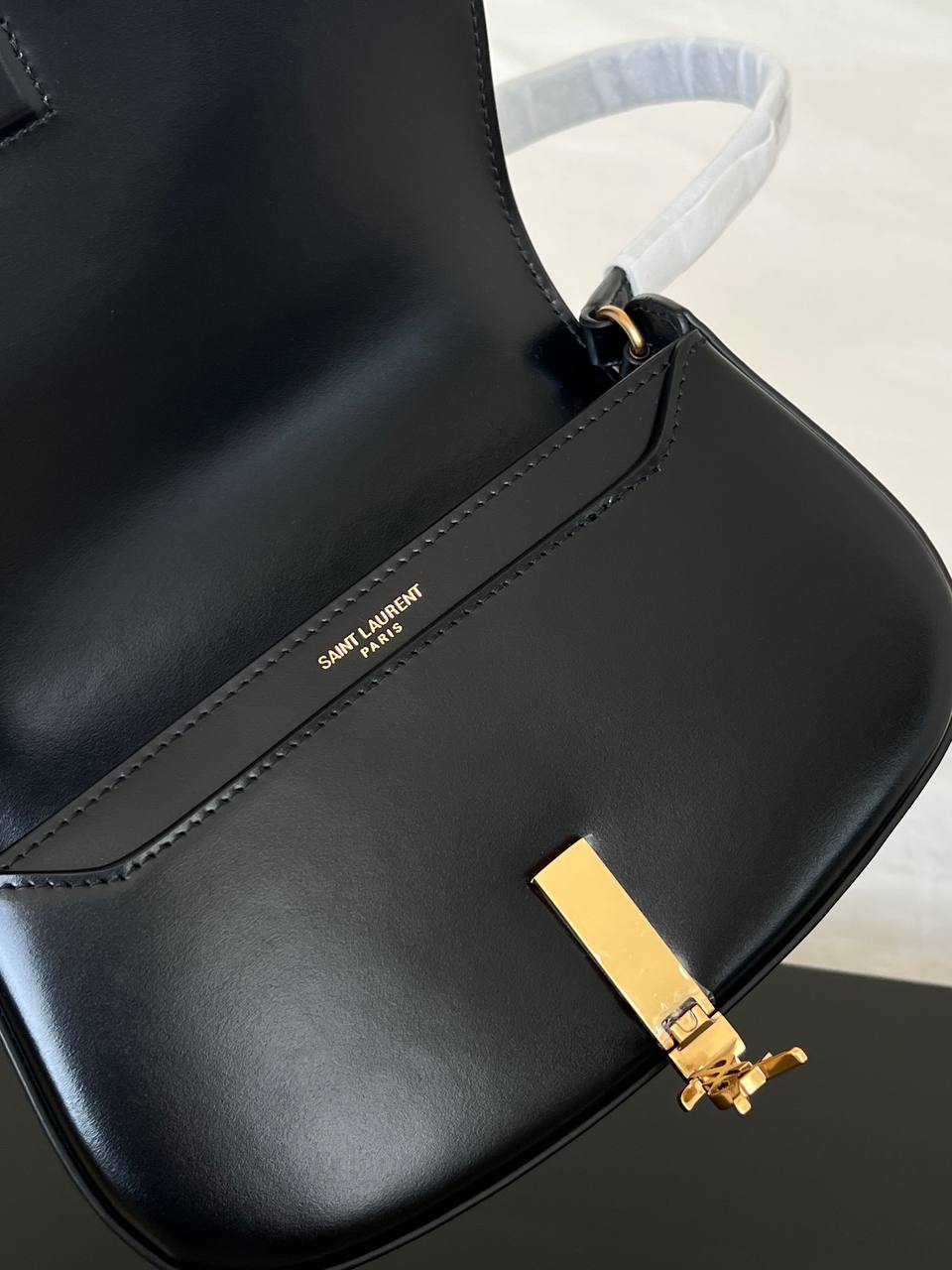 YSL Saint Laurent Black Smooth Leather Mini Saddle Bag