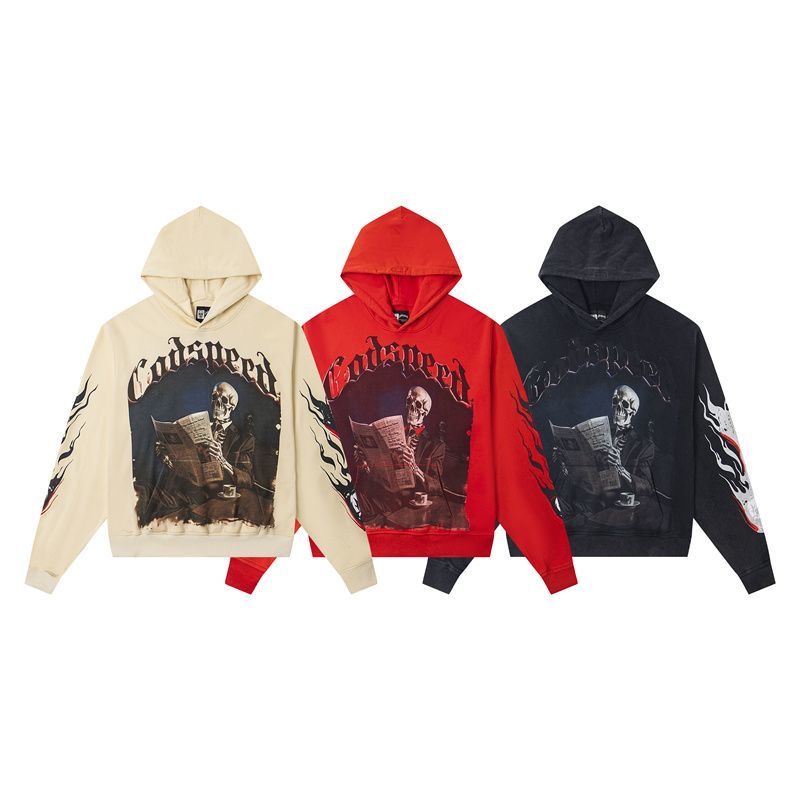 Godspeed Skull Newspaper Print Hoodie 3 Colors