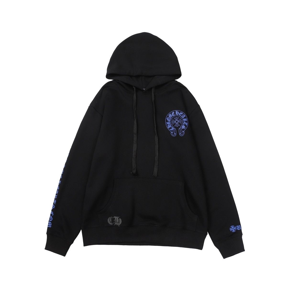 Blue Letters Logo Hoodie Black
