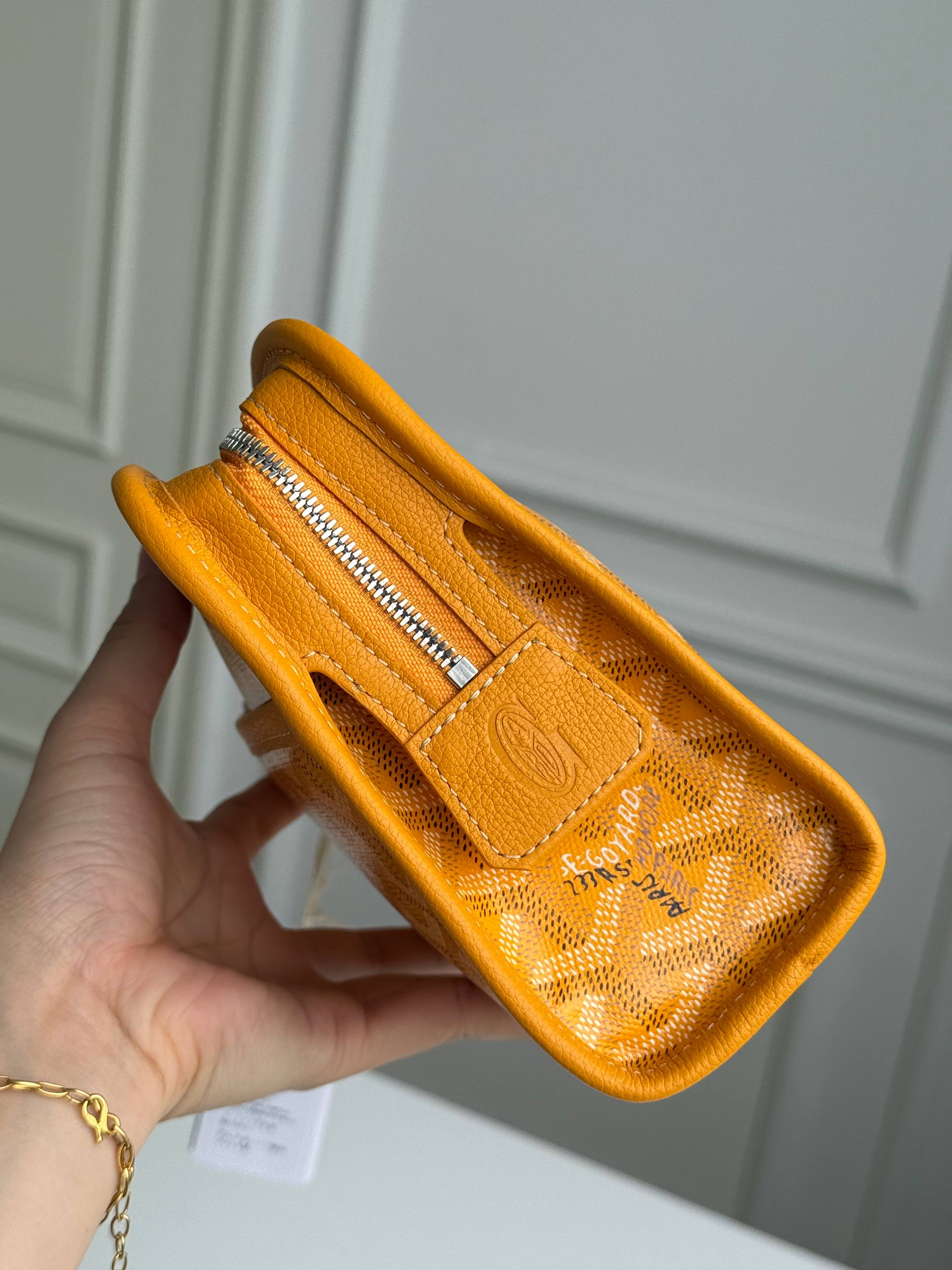 Goyard Yellow Printed Cosmetic Clutch Pouch