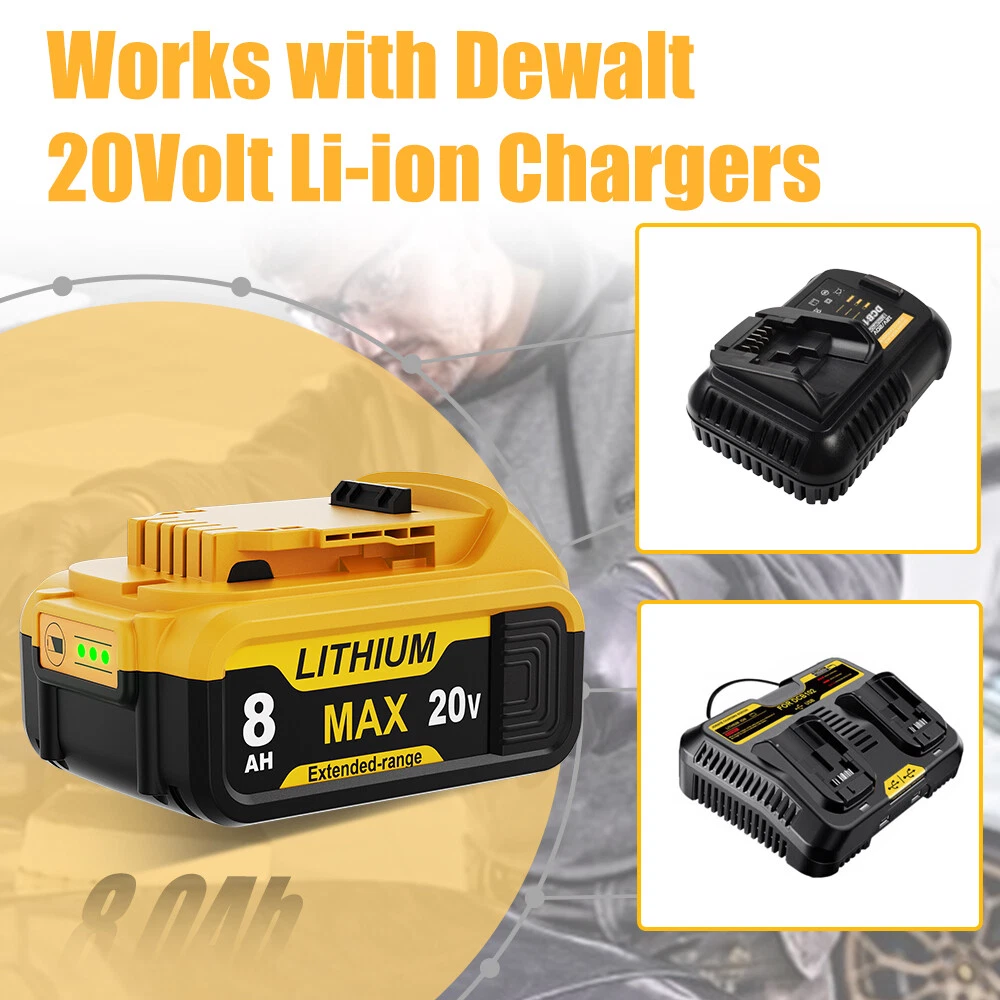 2-piece set suitable for DeWalt 20V 20V Max XR 8.0AH lithium-ion battery DCB206-2 DCB205-2
