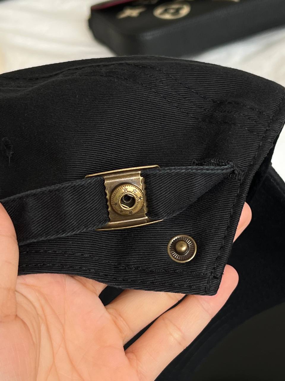 Moncler Black Washed Cotton Soft Baseball Cap With Circular Patch Embroidery Logo