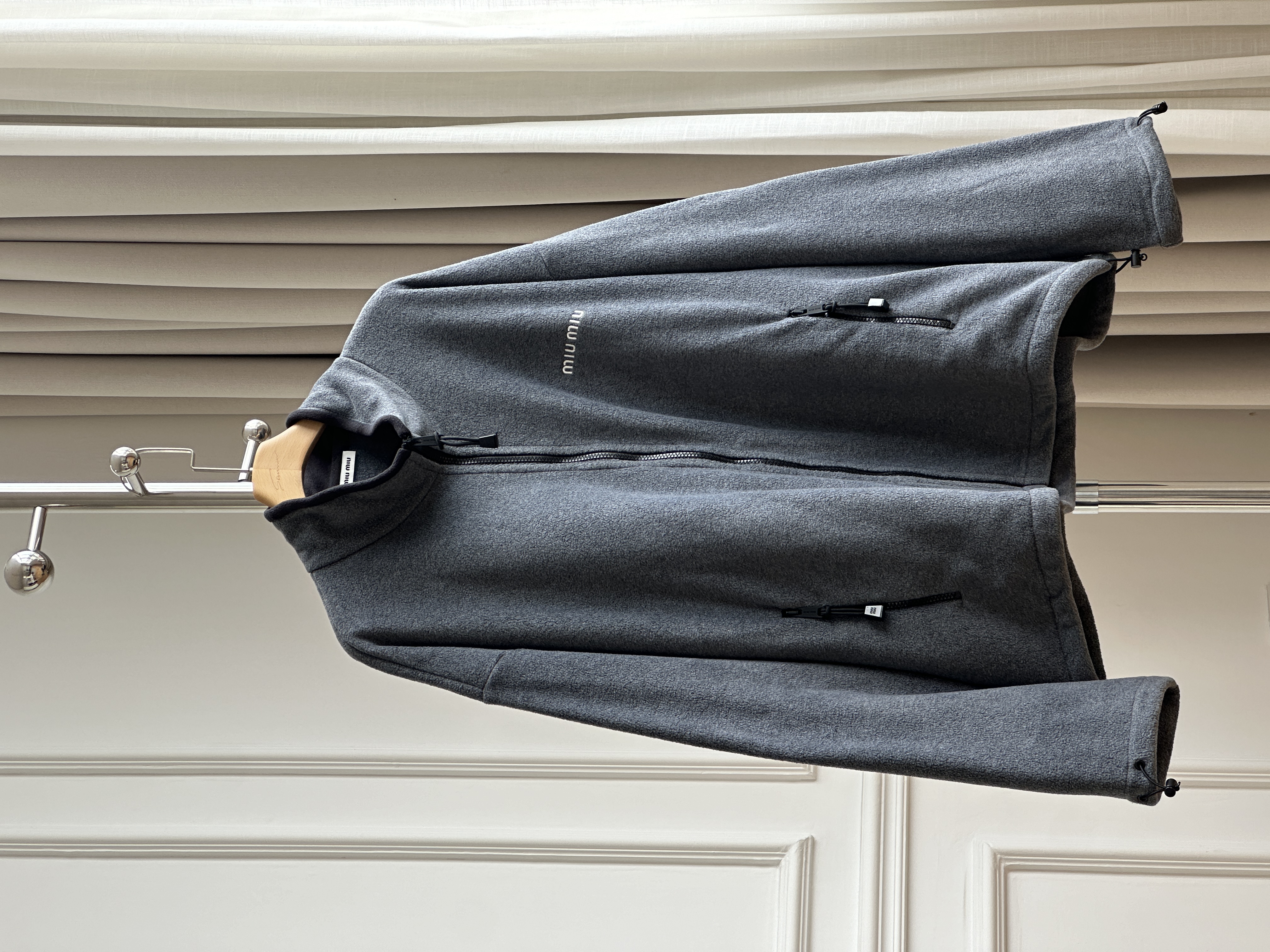 Miu Miu Stand Collar Fleece Zip-up Casual Jacket
