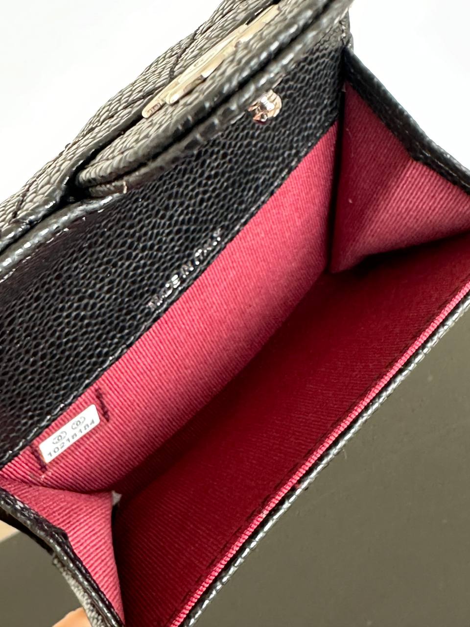 Chanel Black Caviar Leather Quilted CC Flap Card Holder