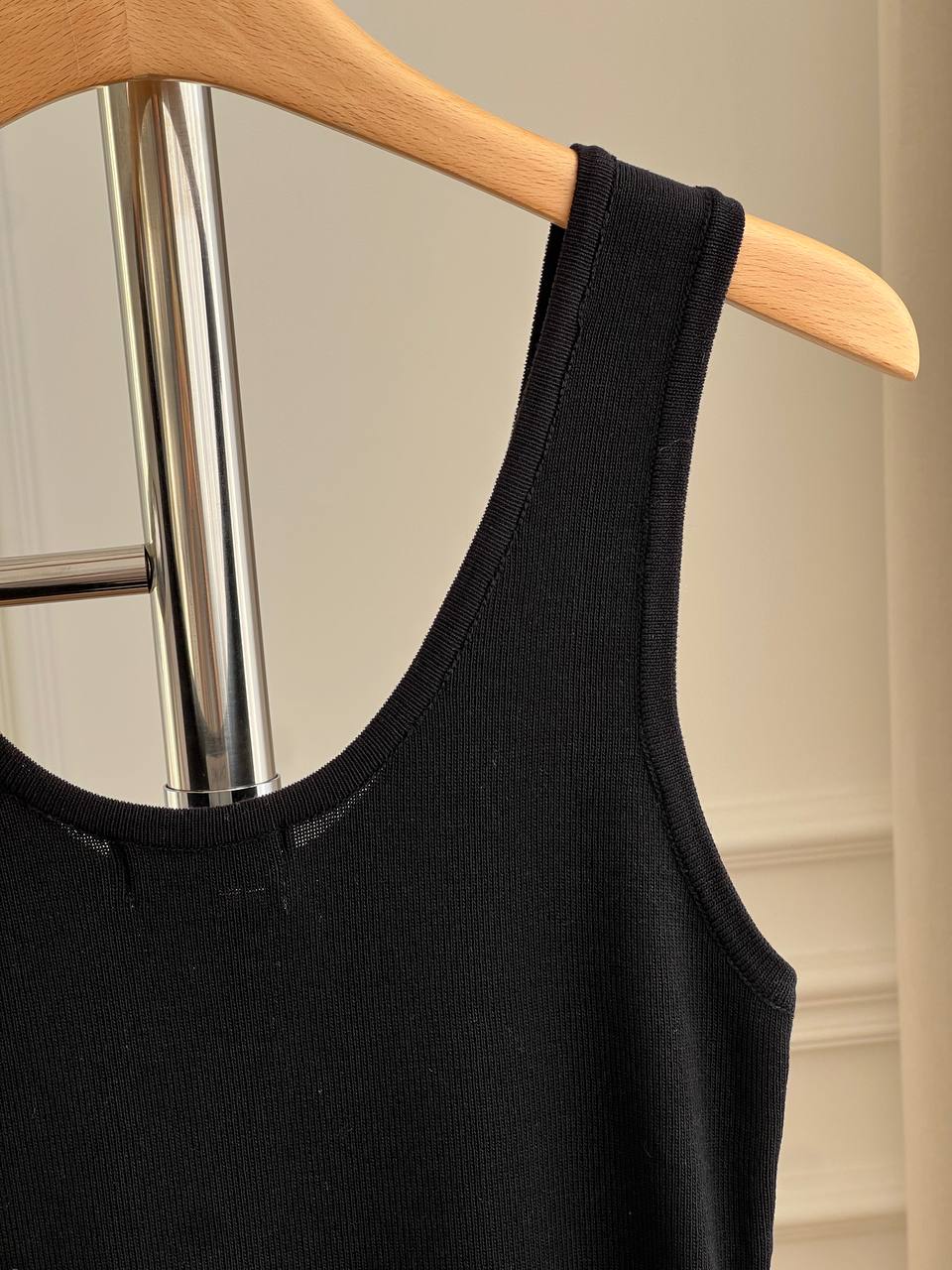 Chanel CC Logo Embroidered Tank Knit Maxi Dress