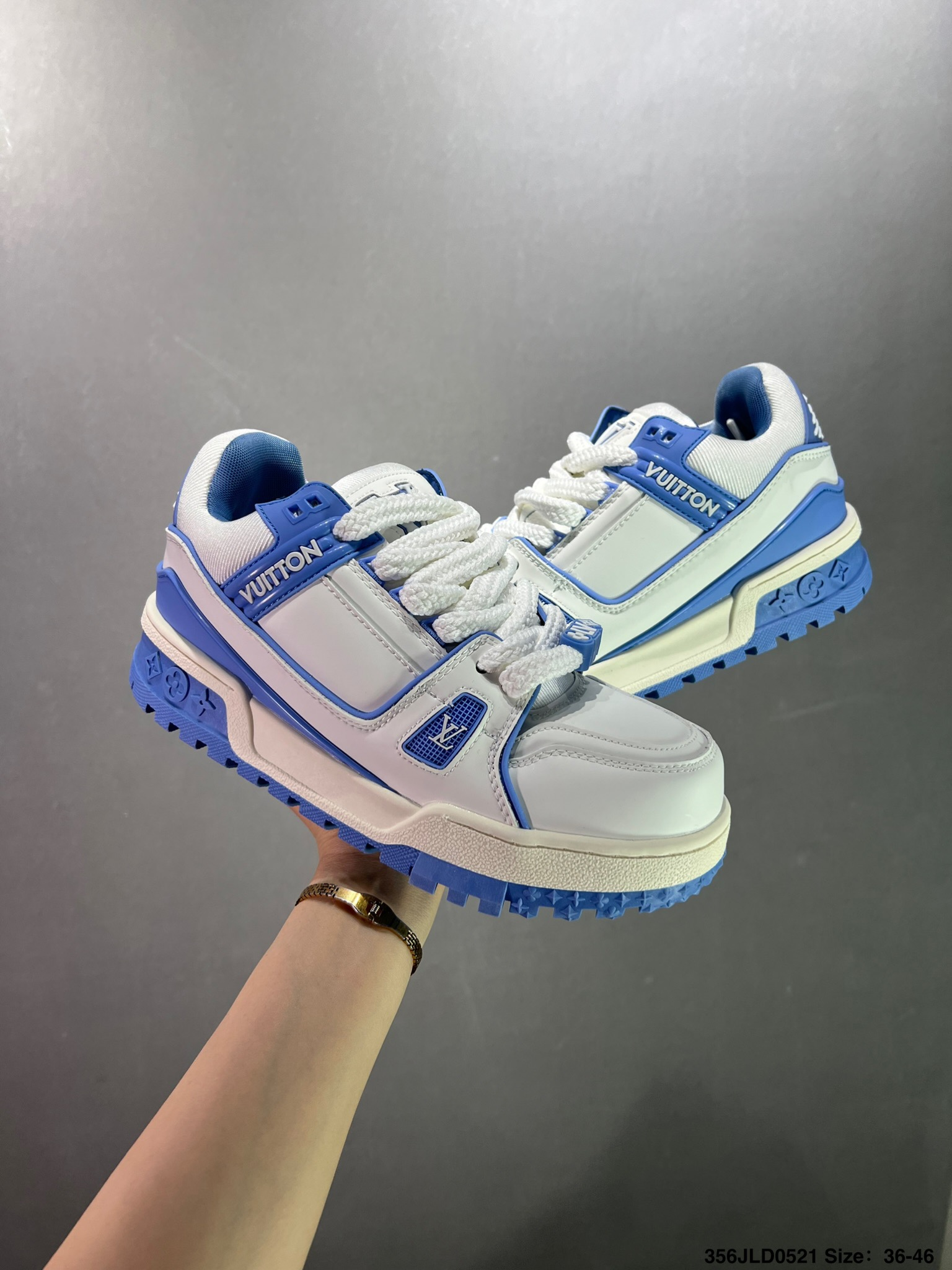 LV Trainer Maxi Low White X Light Blue Color