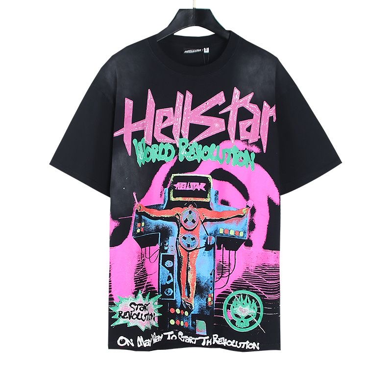 Hellstar Pink Print Tee Black Color