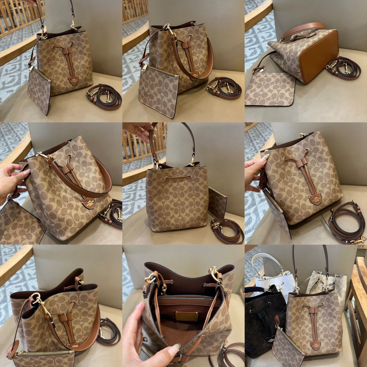Women Handbag CEL14 CDY21 CBH06 CBH07 CDA92 CEA23 ROWAN BUCKET BAG IN PRETTY SIGNATURE CANVAS