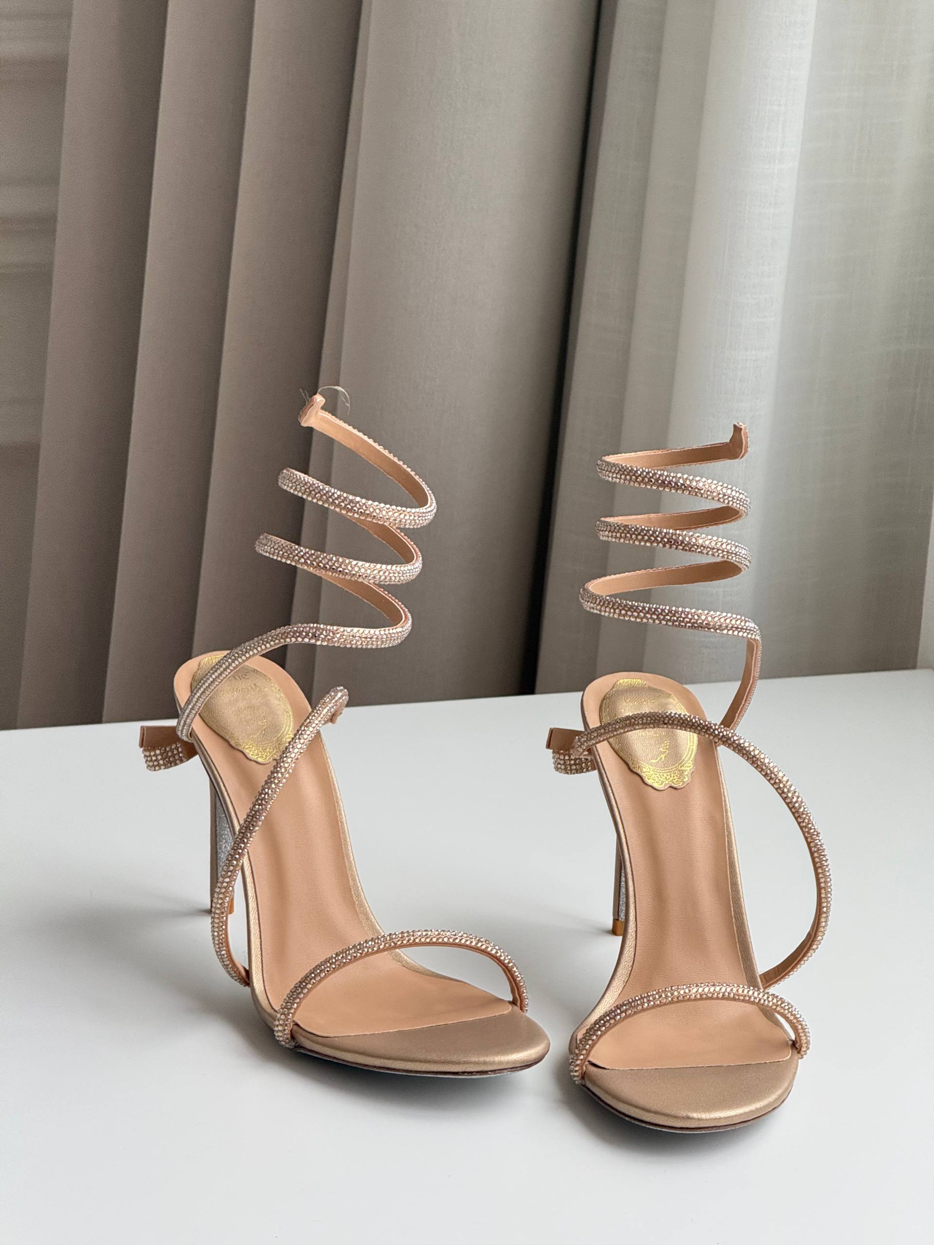 Spiral Wrap Rhinestone Strap Open Toe Stiletto High Heel Sandals