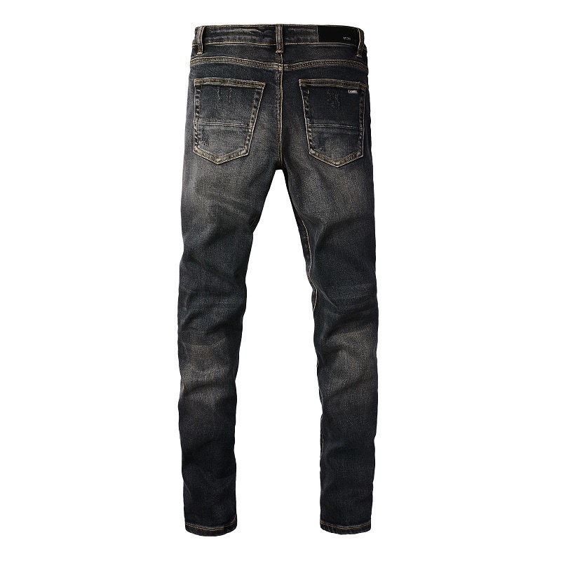 AmirI Jeans with Yellow Holes Black Color