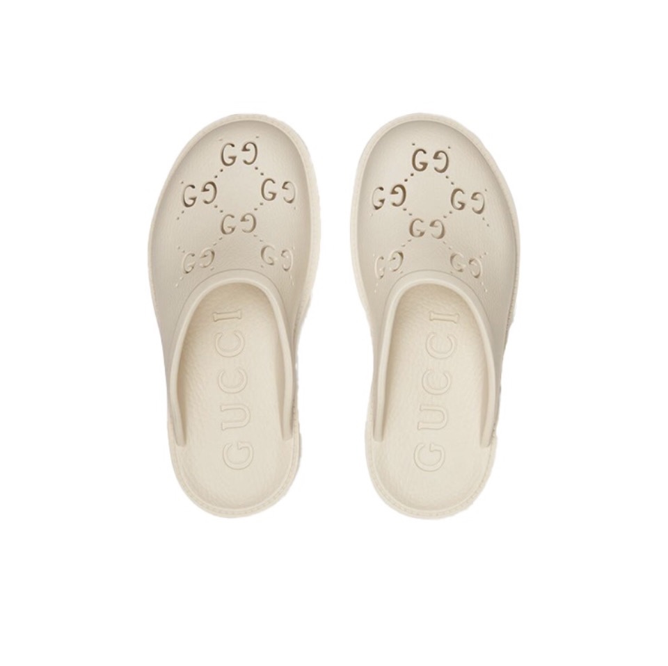 Gucci Shoes Hollow Double G Rubber Thick Slide Sandal