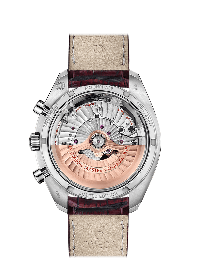MOONPHASE CO‑AXIAL MASTER CHRONOMETER MOONPHASE CHRONOGRAPH 44.25 MM 304.93.44.52.99.001 FAVOURITES COMPARE Platinum on Leather strap
