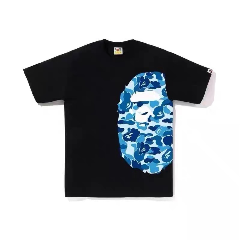 Bape black and white blue camo print tees