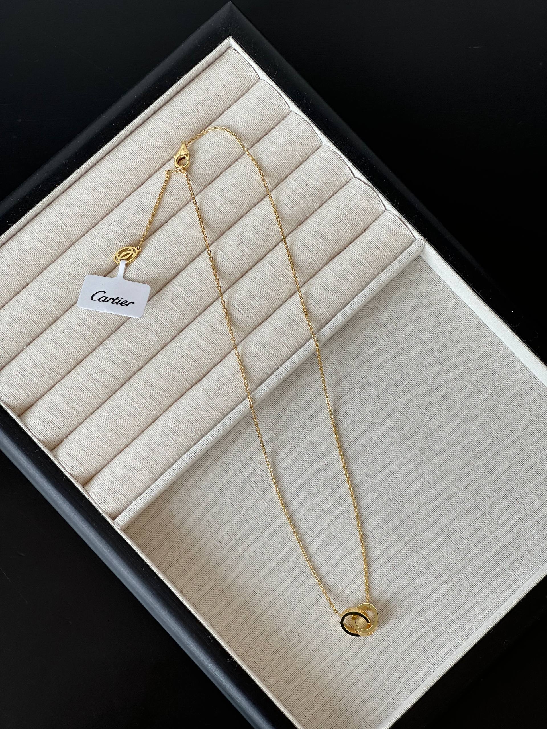 Cartier LOVE Interlocking Two-Ring Yellow Gold Necklace