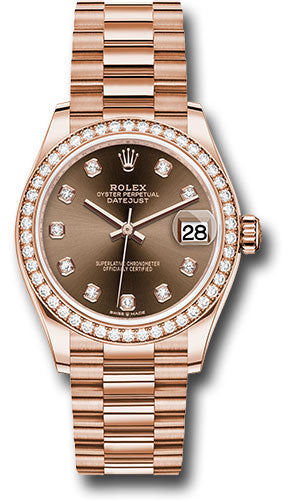 Rolex Everose Gold Datejust 31 Watch - Diamond Bezel - Chocolate Diamond Dial - President Bracelet - 278285RBR chodp【1:1 Replica】