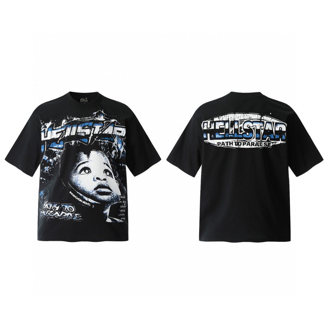 Hellstar Kid Face Print Tee Black (need one size up)