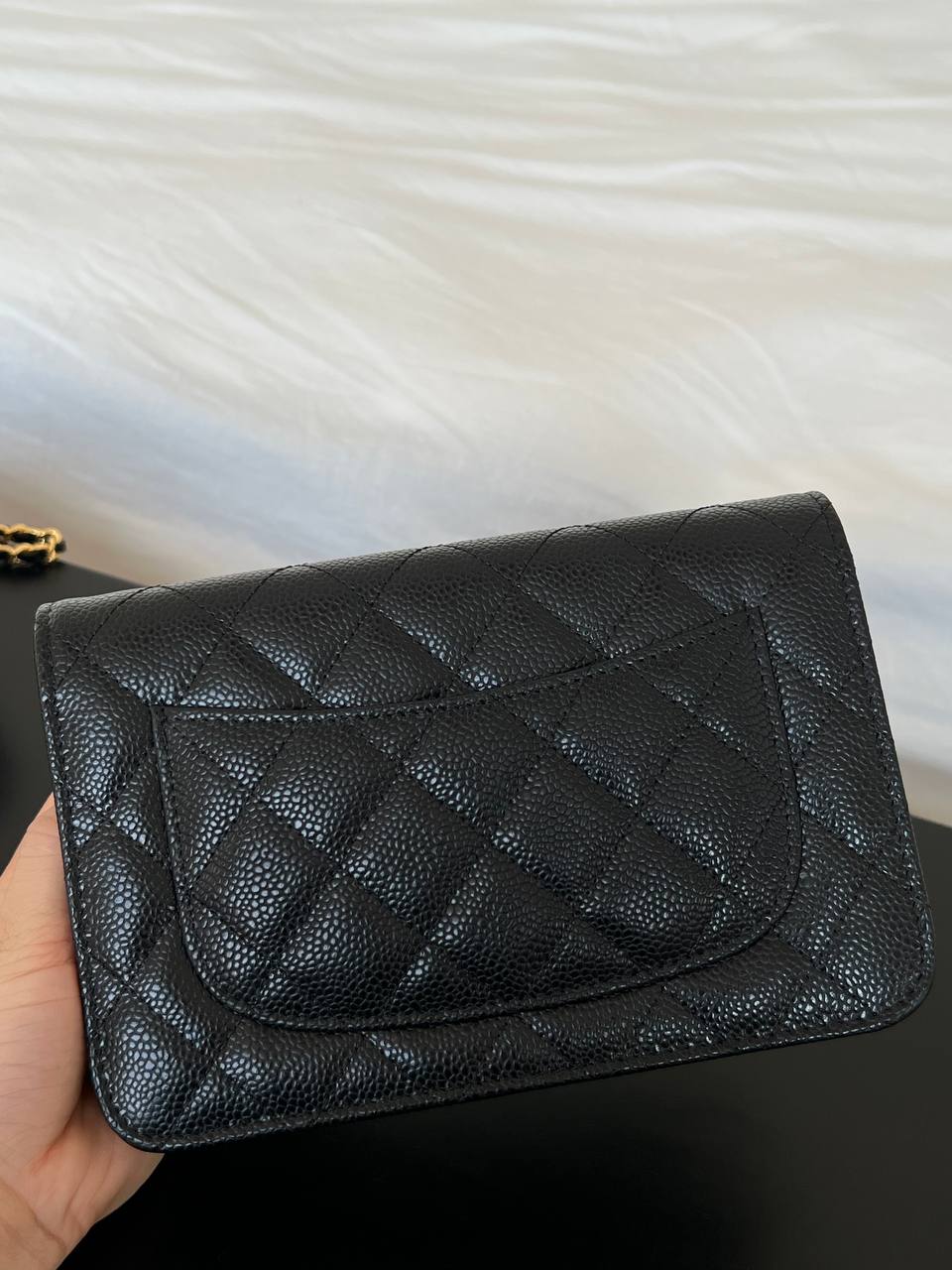 CHANEL Classic Quilted Caviar Leather Wallet On Chain (WOC)