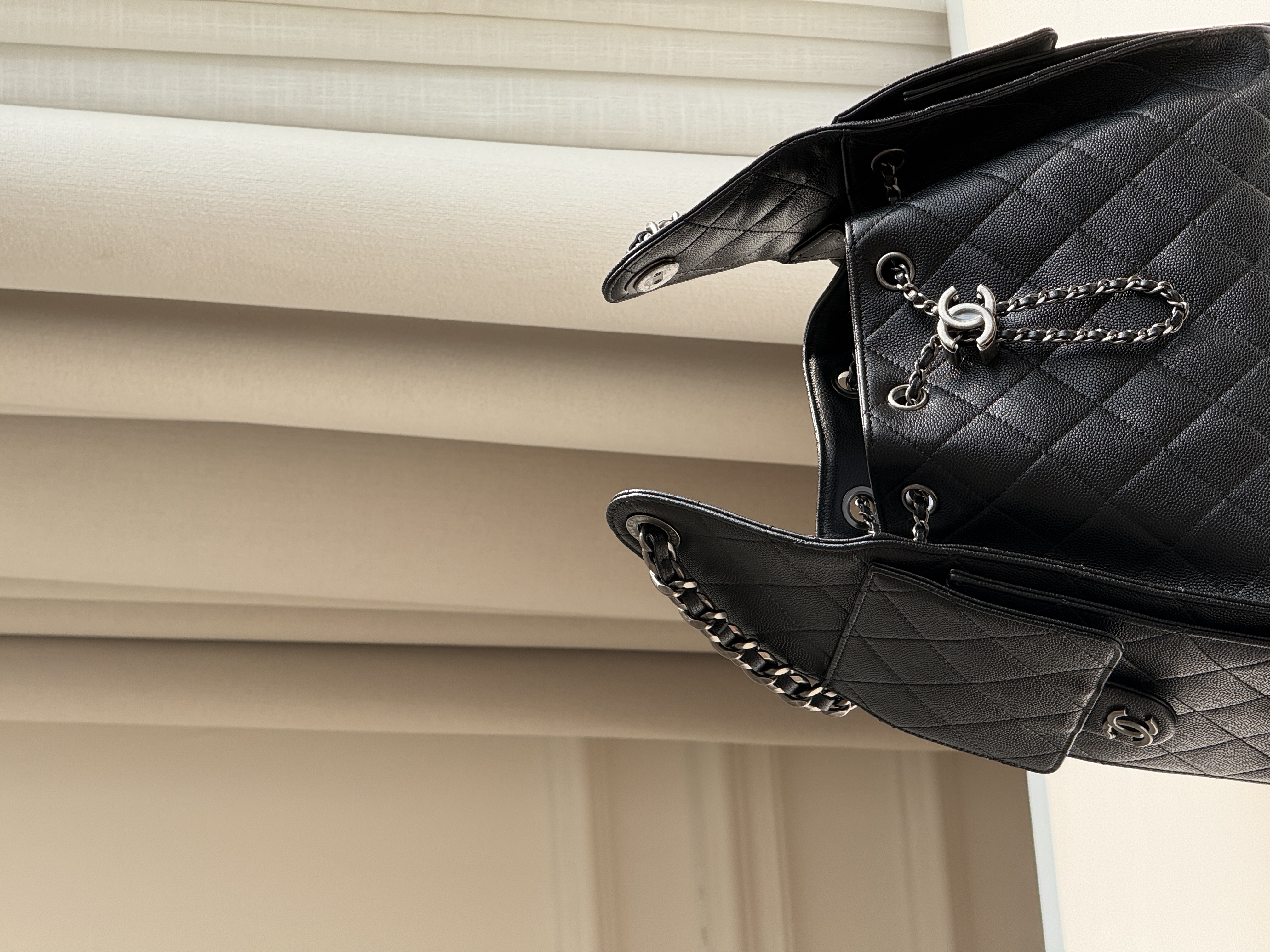 Chanel Caviar Quilted Drawstring Chain Bucket Backpack