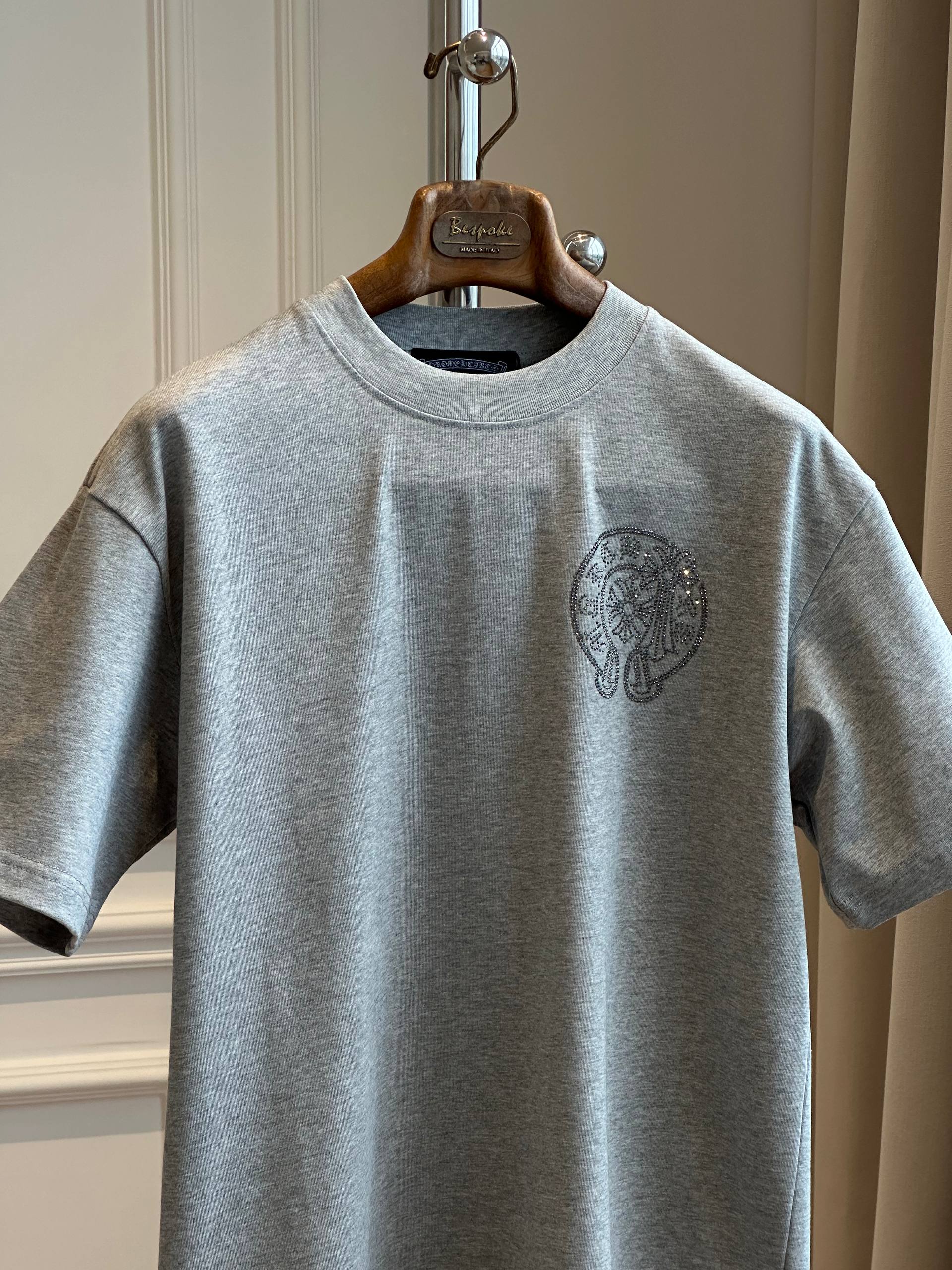 Chrome Hearts Rhinestone Crew Neck T-shirt (Heather Grey)
