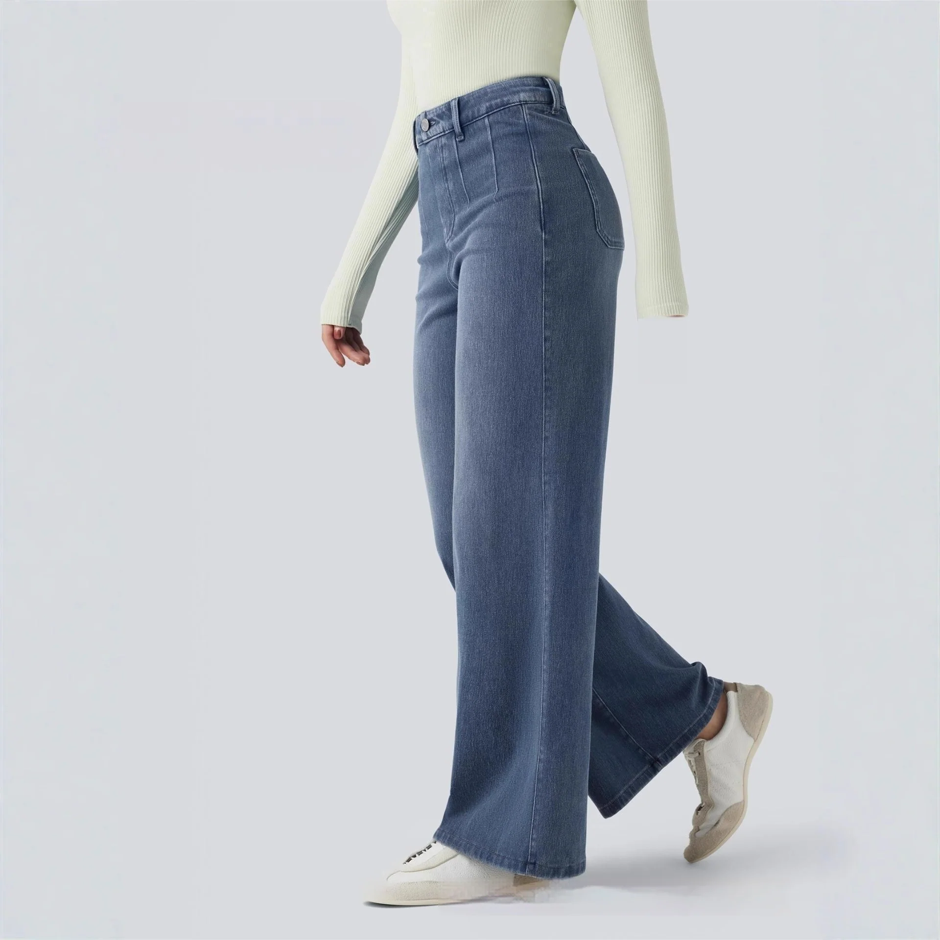 Jean Large Taille Mi-Haute Confort