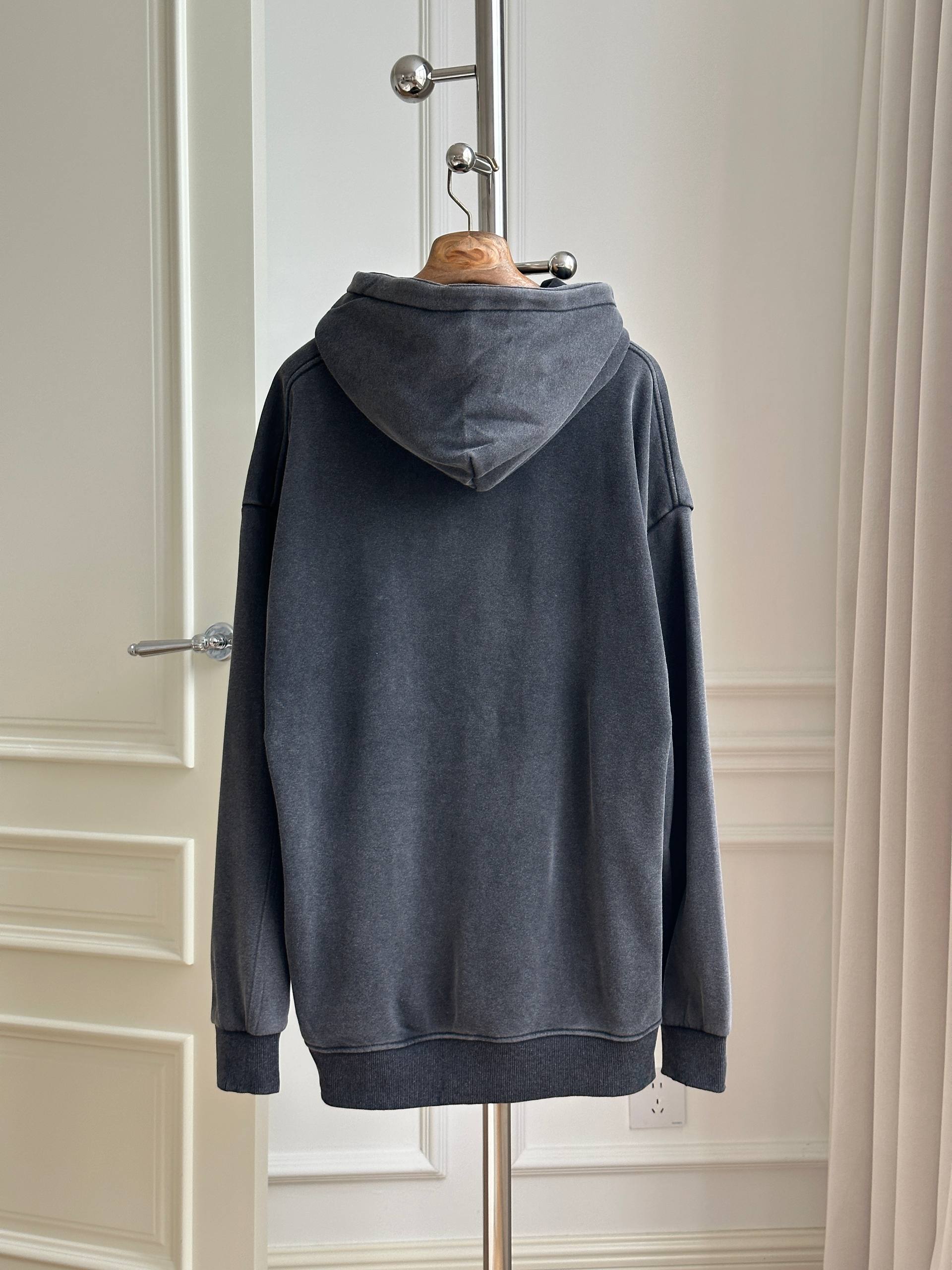 Enfants Riches Déprimés Washed Charcoal French Letter Print Hoodie