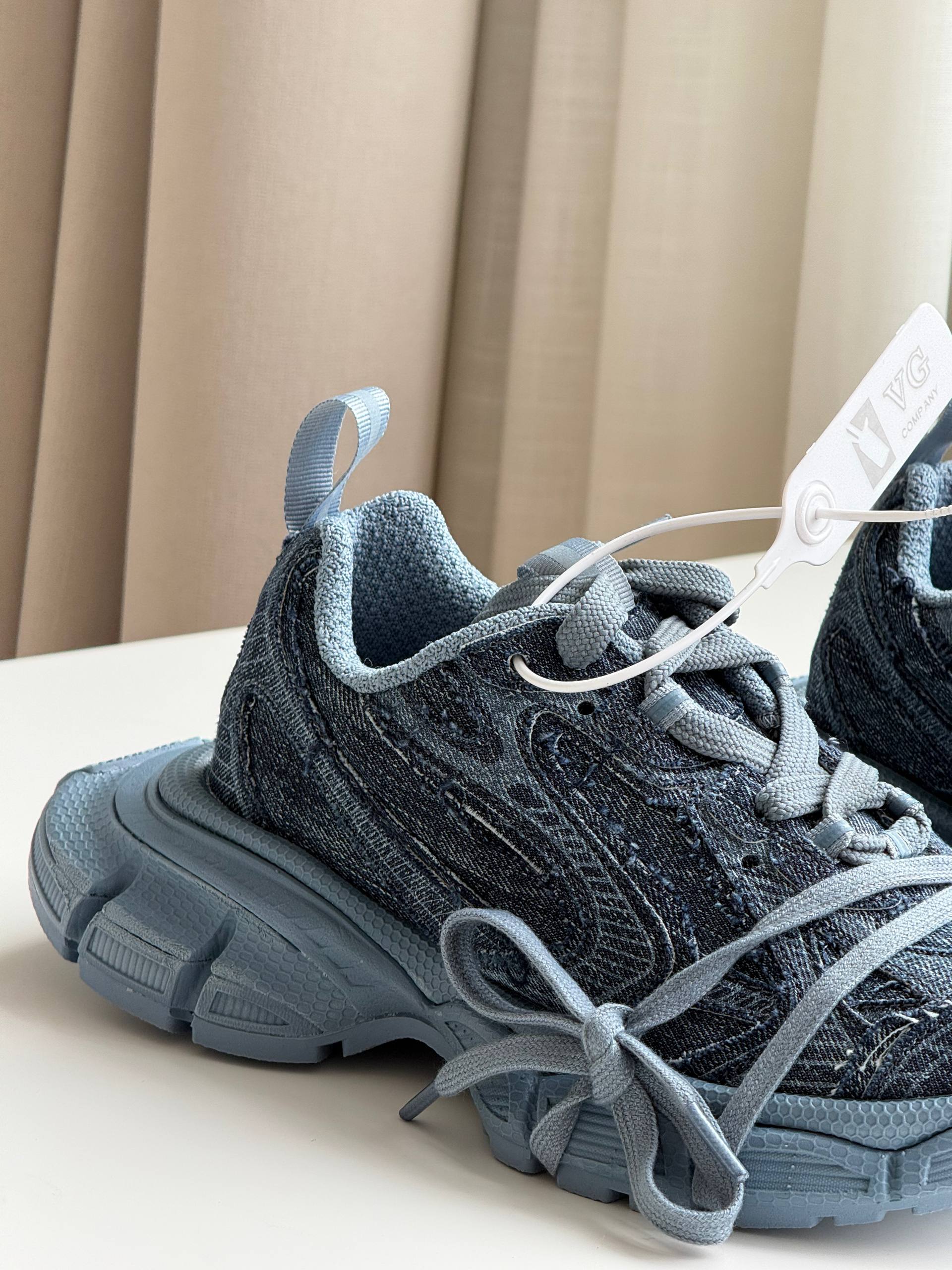 Balenciaga 3XL Distressed Denim Chunky Sneakers