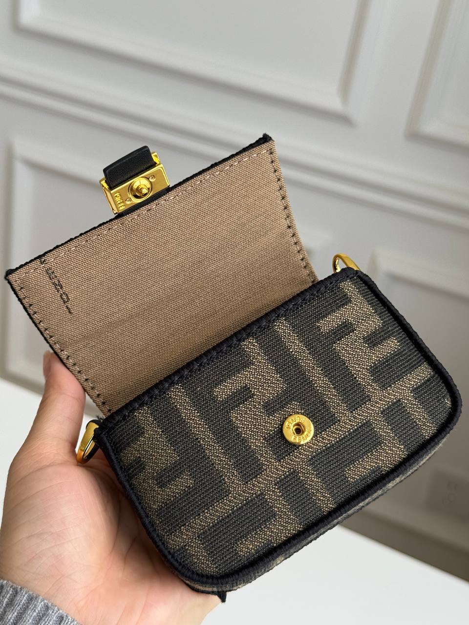Fendi Nano Baguette Charm in FF Fabric