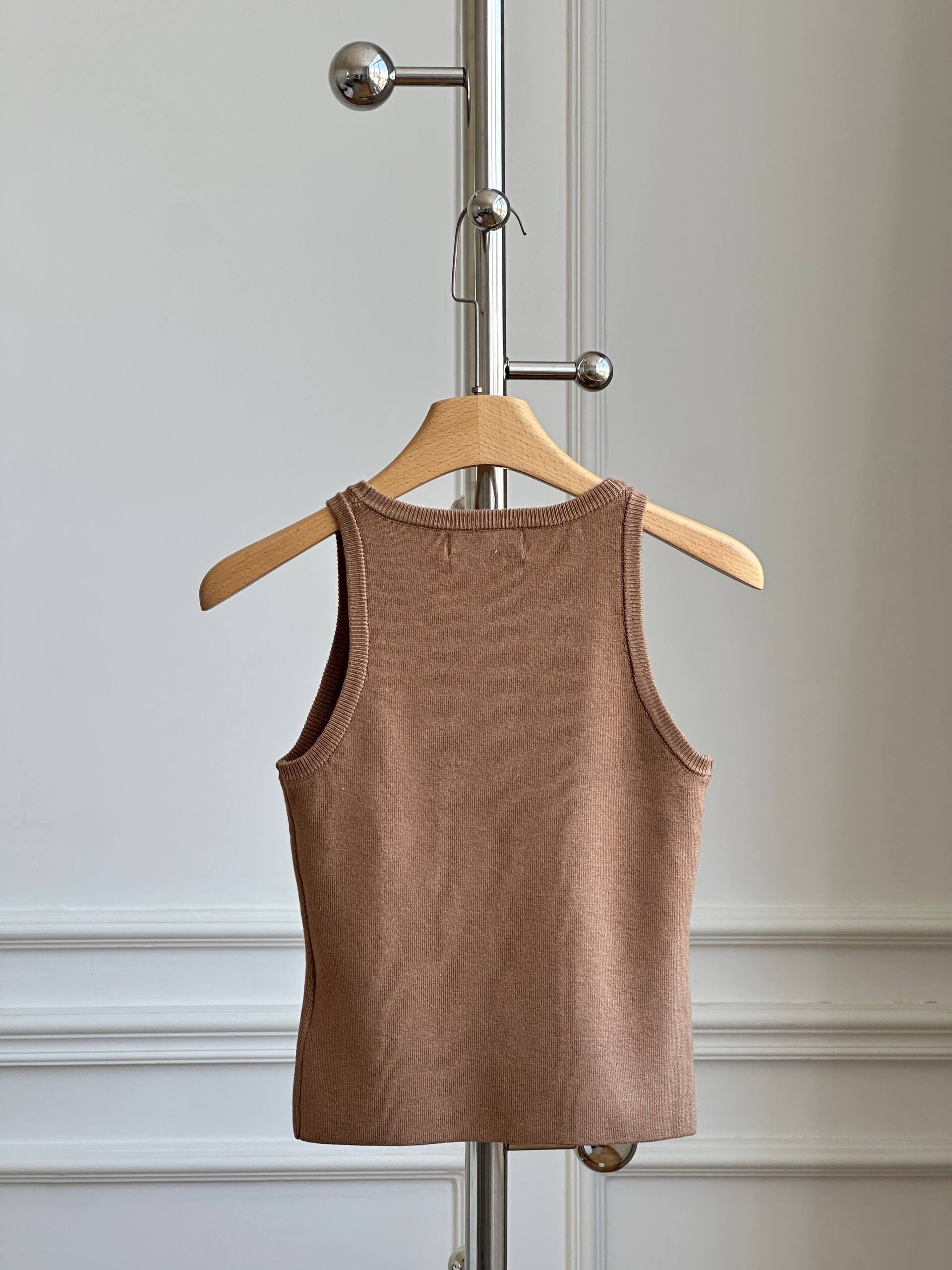 Miu Miu Camel Knit Vest with Crystals