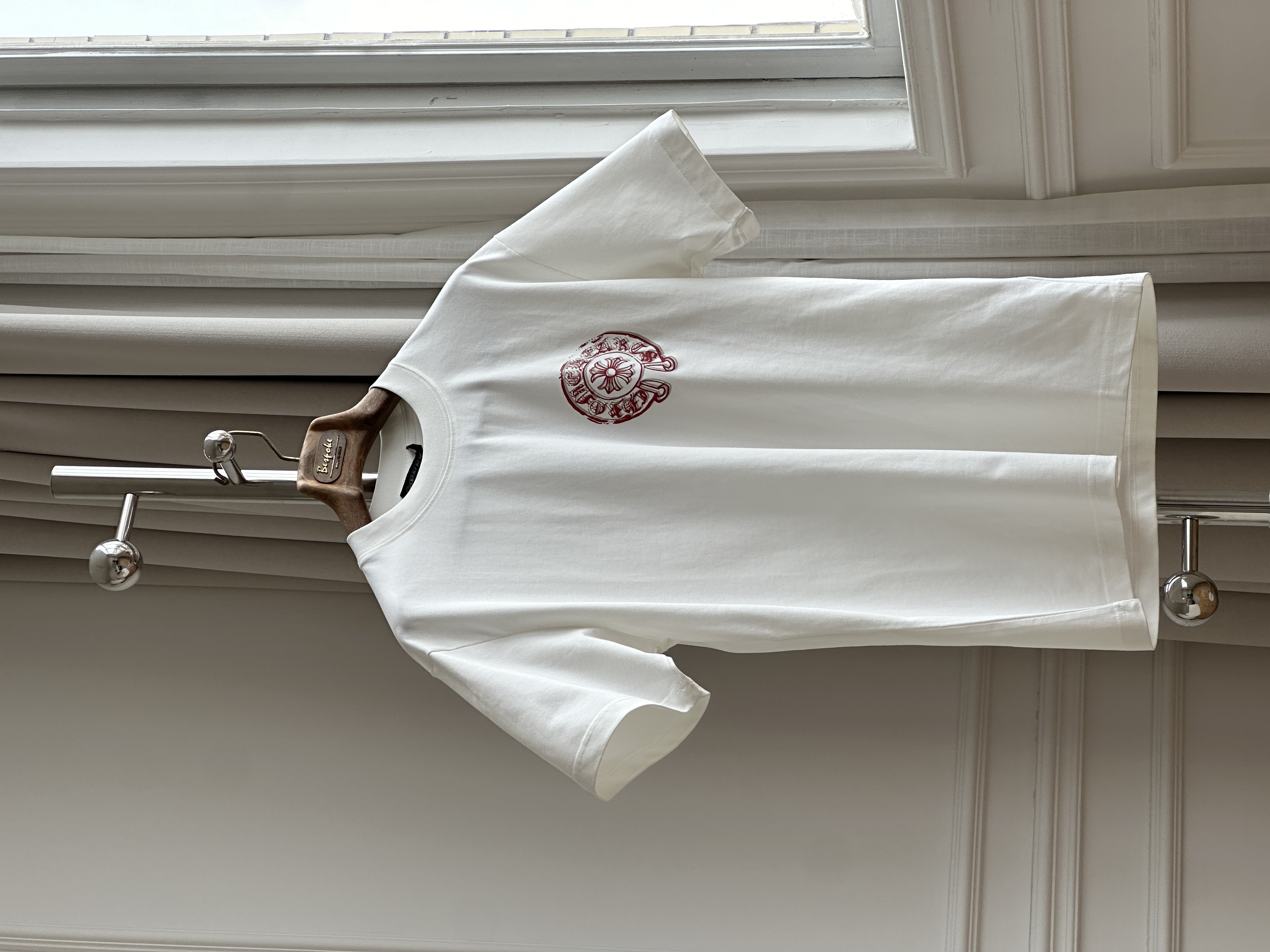 Chrome Hearts Red Horseshoe Logo Short-Sleeve T-Shirt